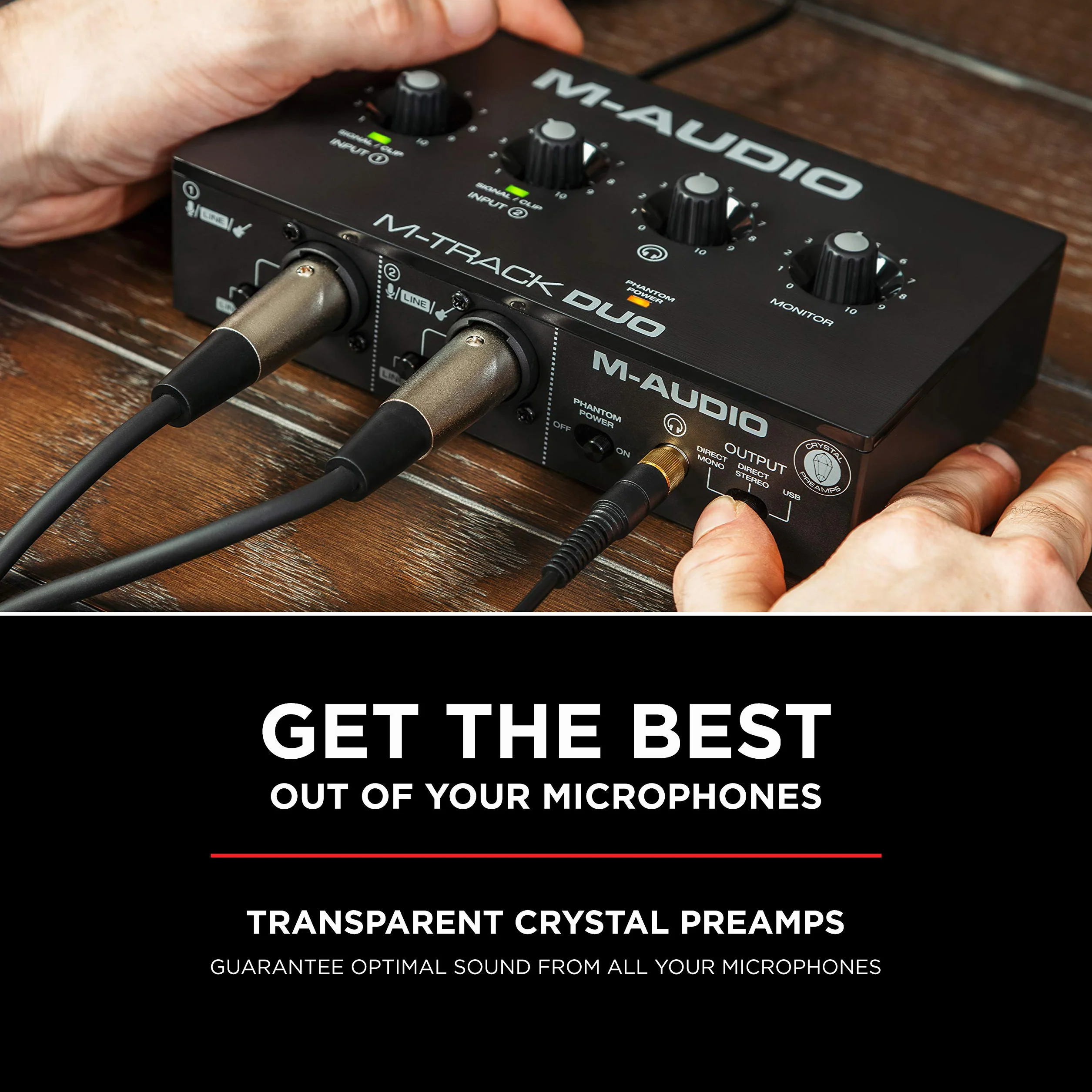 M-AUDIO M-Track Duo Interfaz Audio, Tarjeta de Sonido USB para Grabación, Transmisión, Podcasting con Entradas XLR, Línea y DI, Así Como un Paquete de Software