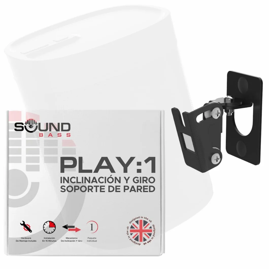 Soporte de Pared Sonos Play:1 Negro, Ajustable Giro e Inclinación