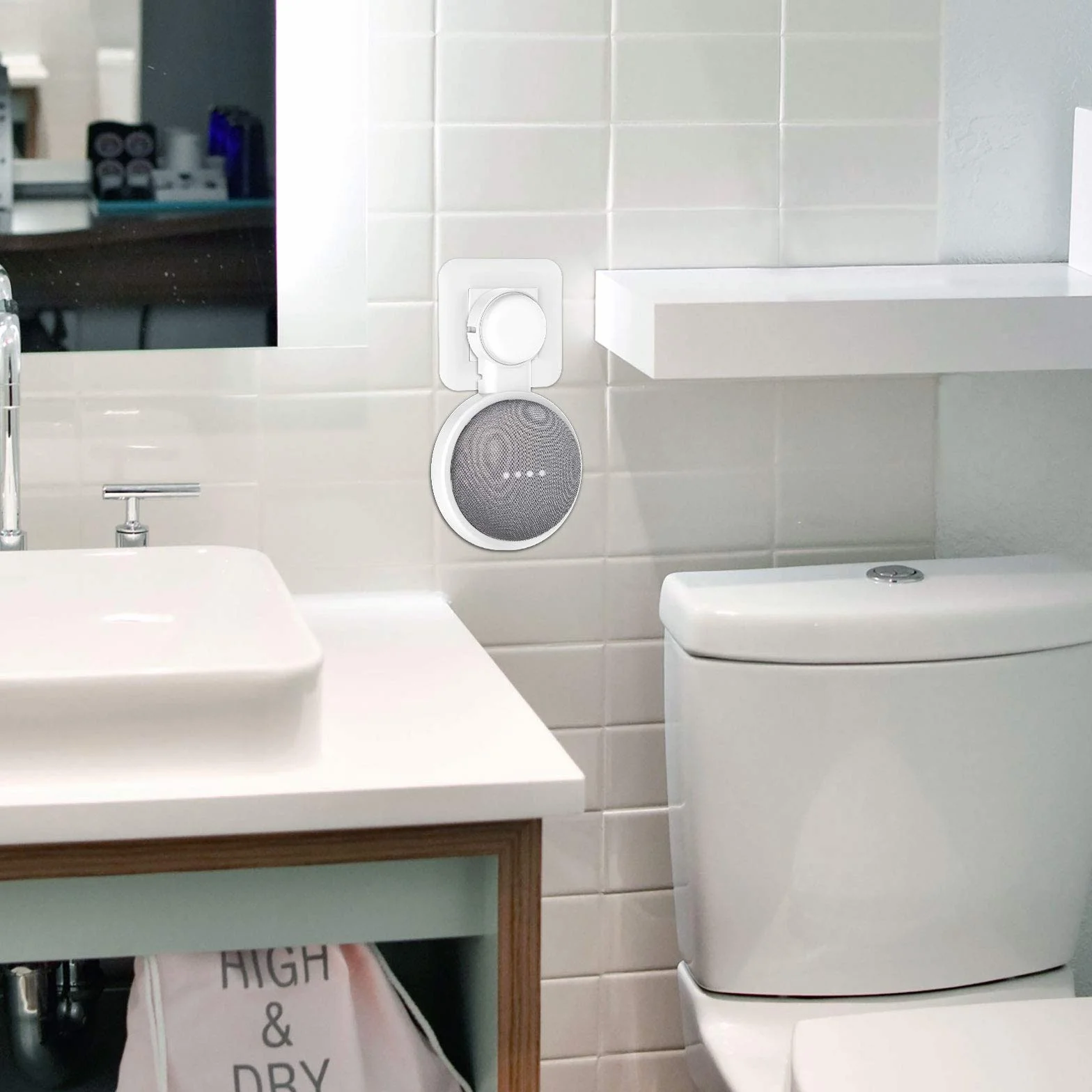 PlusAcc Soporte Montaje en Pared para Nest Mini / Google Home Mini, Enchufe, Blanco