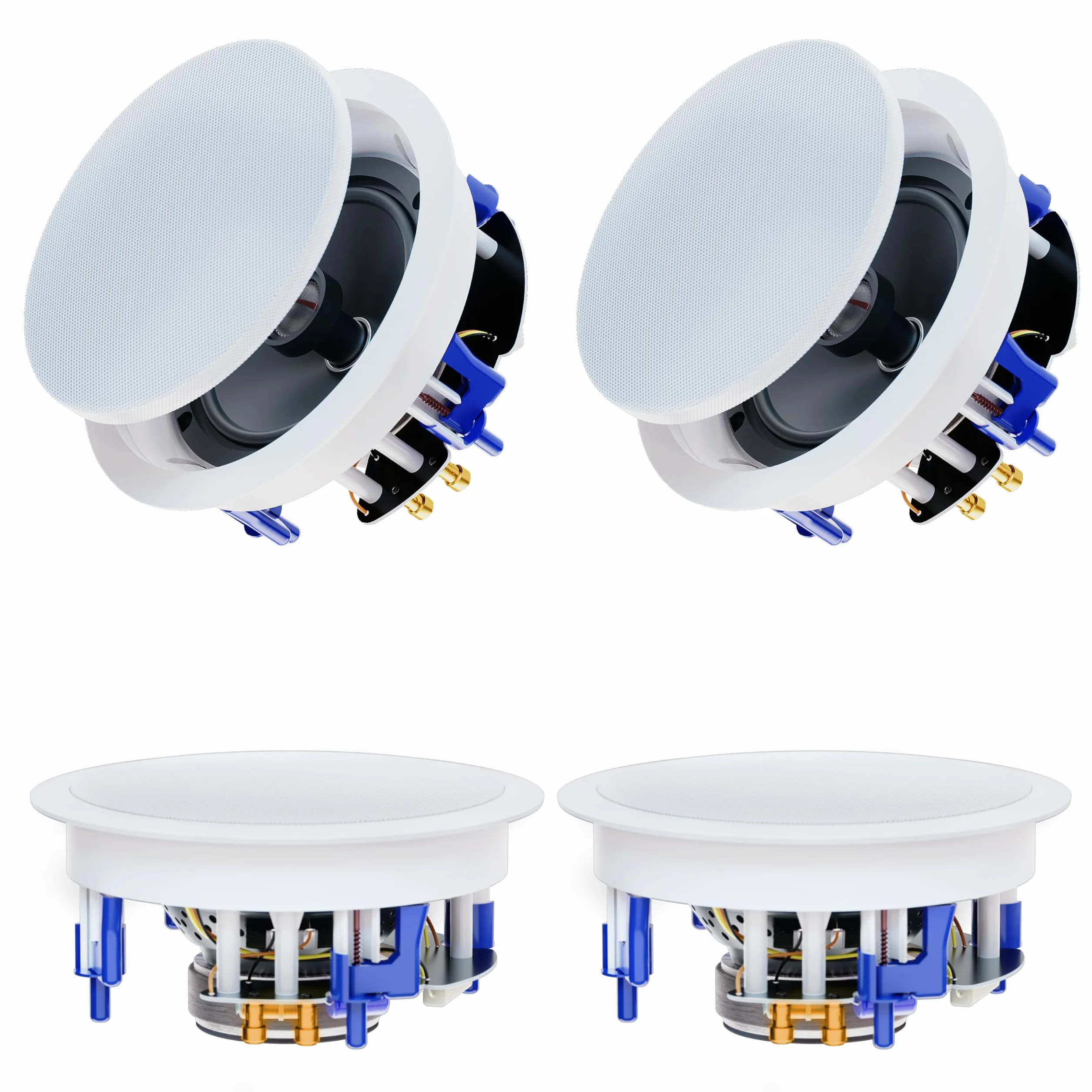Herdio Paquete de Altavoces de Techo de 2 vías de 6,5 Pulgadas y 600 vatios, Sistema de Cine en casa, Sala de Estar, Oficina,Compatible con Bluetooth(4 Altavoces)