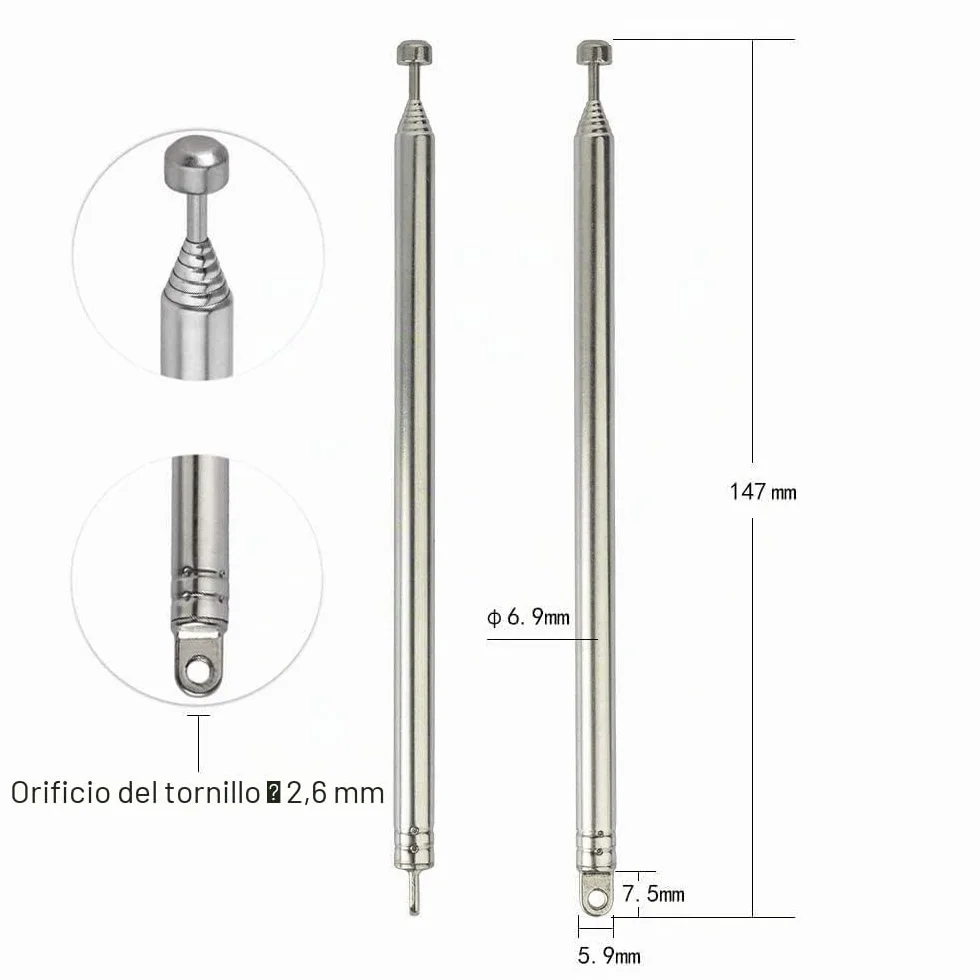 Bingfu Antena Radio FM DAB Telescópica Interior 74cm 7 Secciones 2 Kit Compatible Yamaha Sherwood Pioneer Denon