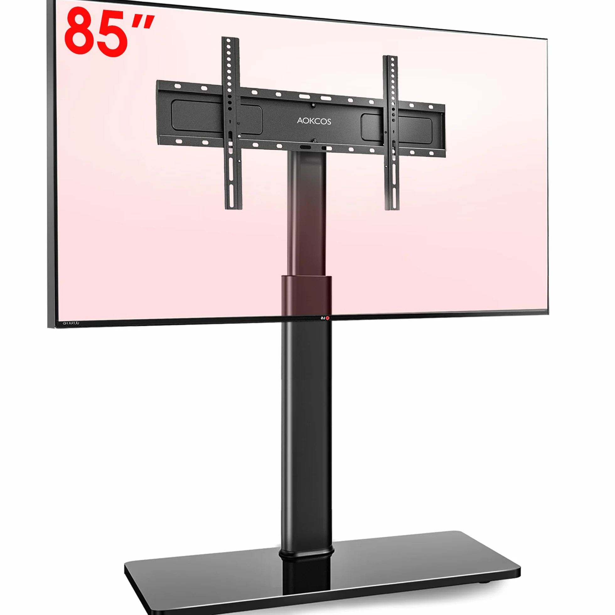 AOKCOS Soporte TV Inclinable 43-85 Pulgadas Giratorio Altura Ajustable VESA 600x400mm 50kg Negro