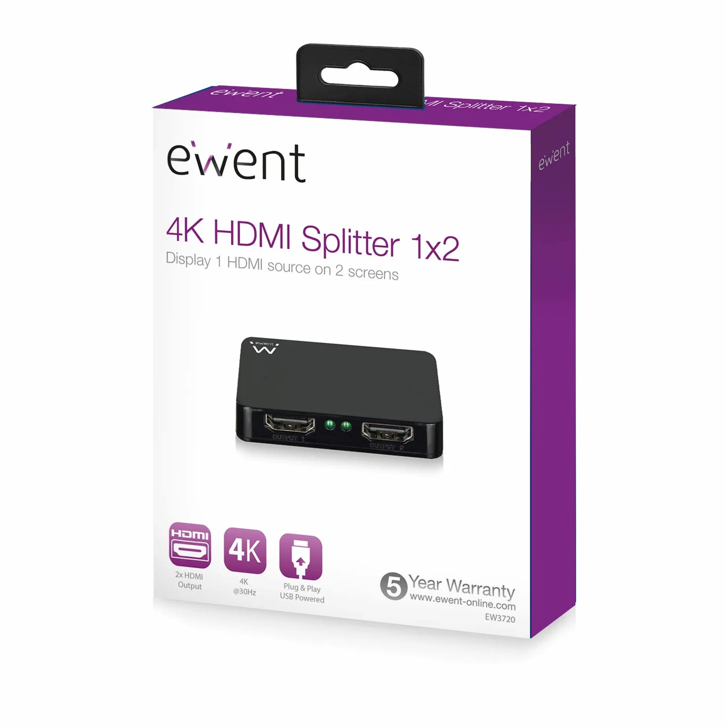 Ewent EW3720 divisor de video HDMI 2x HDMI