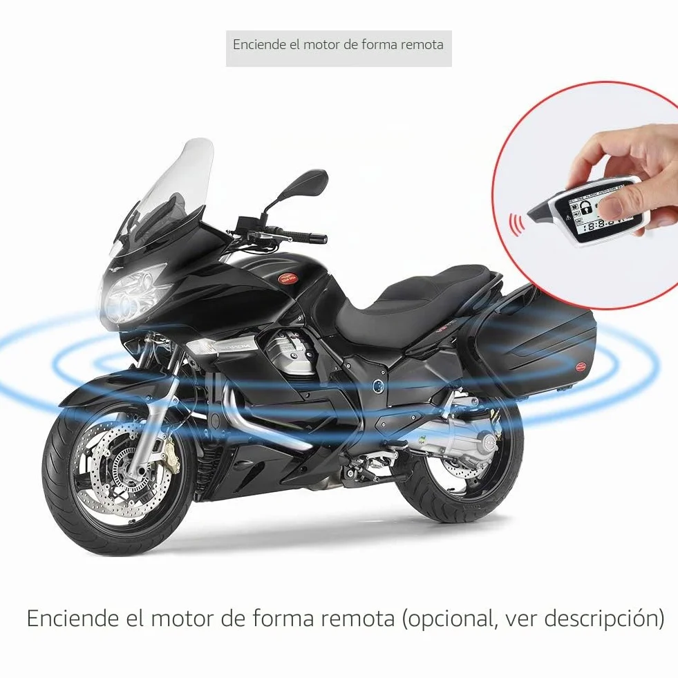 EASYGUARD EM212 - Sistema de alarma de motocicleta de 2 vías con pantalla LCD, transmisor recargable, sensor de choque integrado y sensor de microondas que detecta CC 12 V
