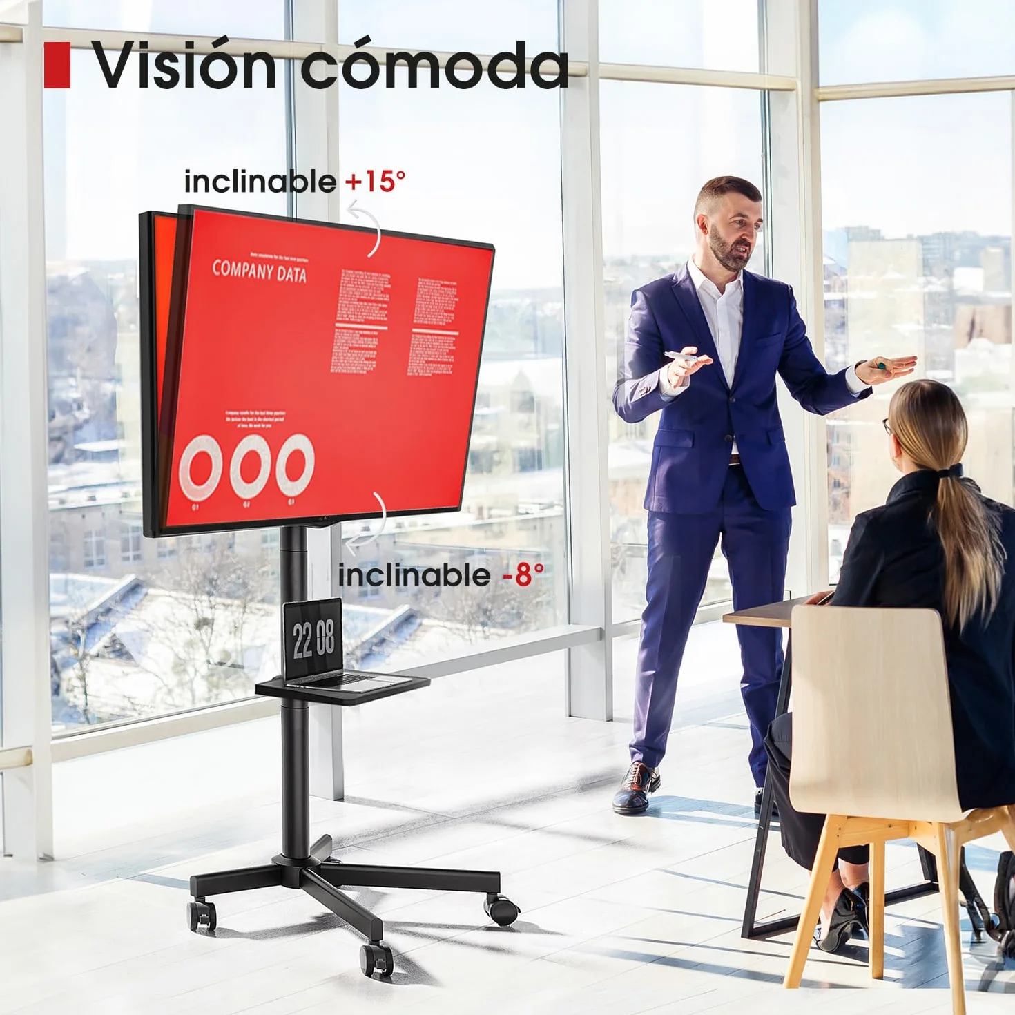 AOKCOS Soporte de TV móvil con ruedas para televisores de 32 a 65 pulgadas, carrito hasta 40 kg