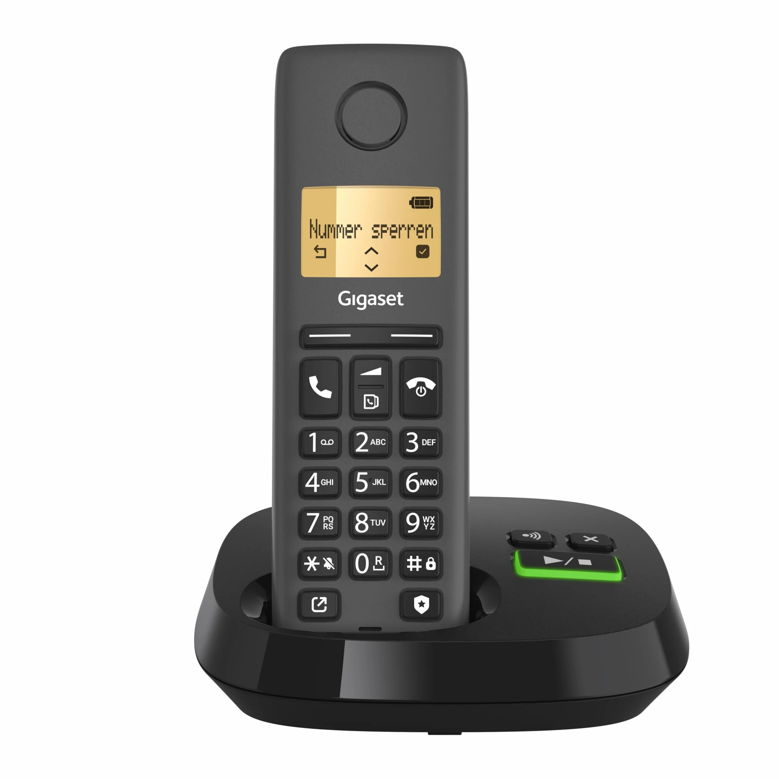 Gigaset Pure 120A - Teléfono inalámbrico - Teléfono DECT con contestador - Pantalla retroiluminada - Compatible con Audífonos, Protección de Llamadas no deseadas, Negro Antracita