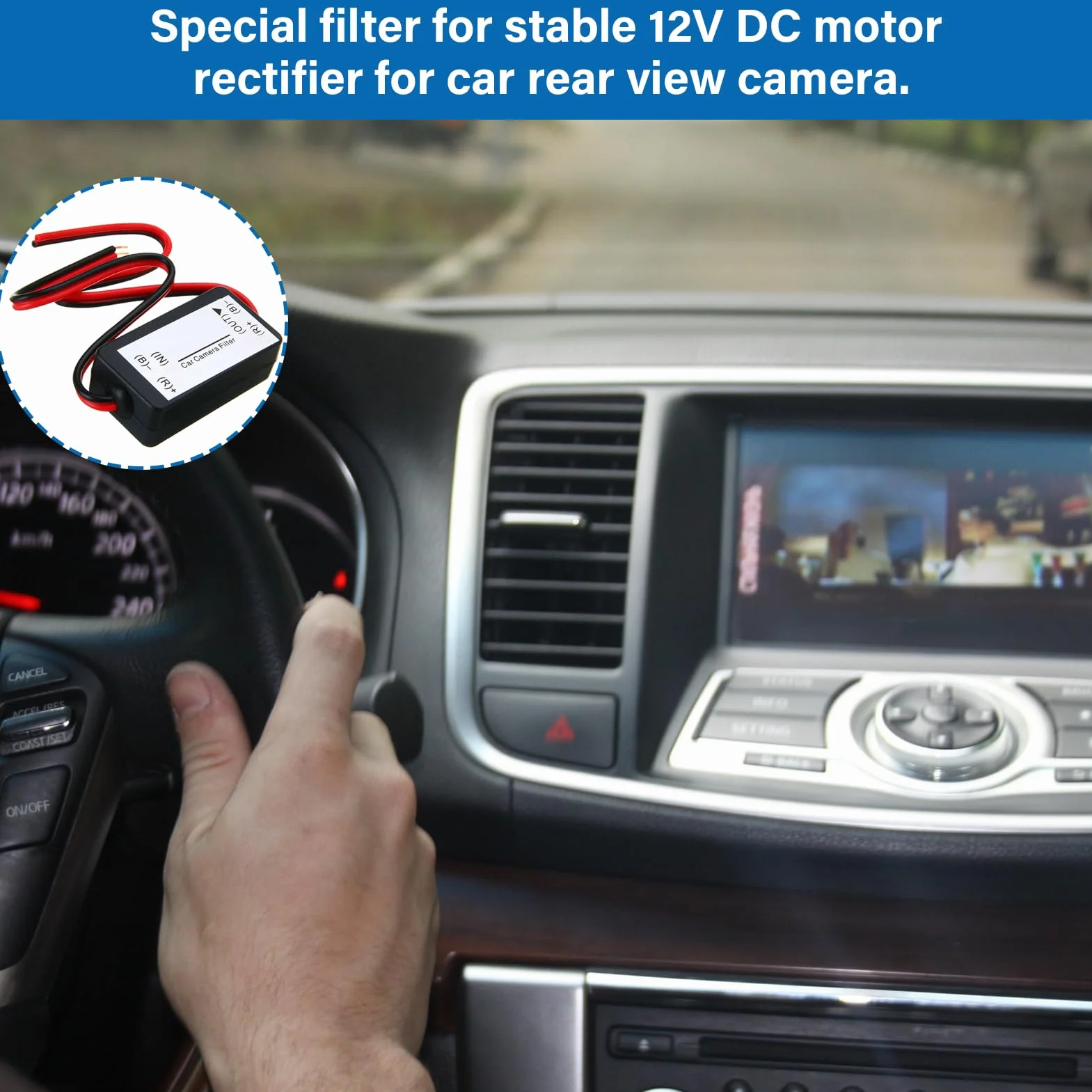 Filtro De Cámara De Visión Trasera para Coche, Filtro De Señal 12 V DC, Condensador Y Rectificador para Cámara De Visión Trasera Inversa, Solución Antiparpadeo Respaldo, para VW, Skoda, Audi, BMW