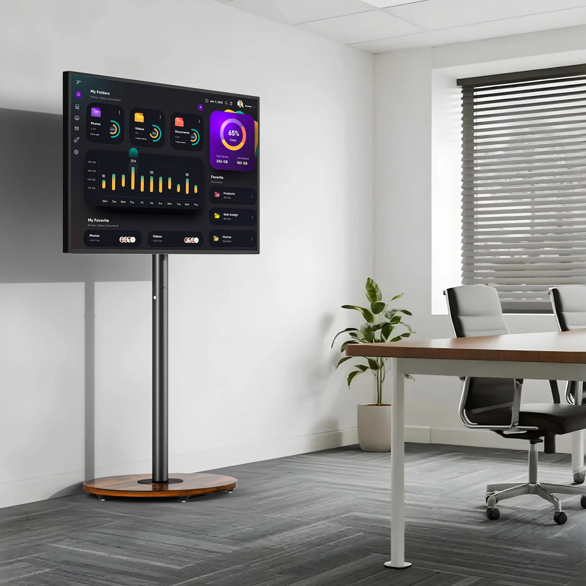 UNHO Soporte TV con Ruedas para 40-75 Pulgadas, Pie de Suelo LED/LCD, Ajuste Altura, 50kg, VESA 600x400 mm, Negro