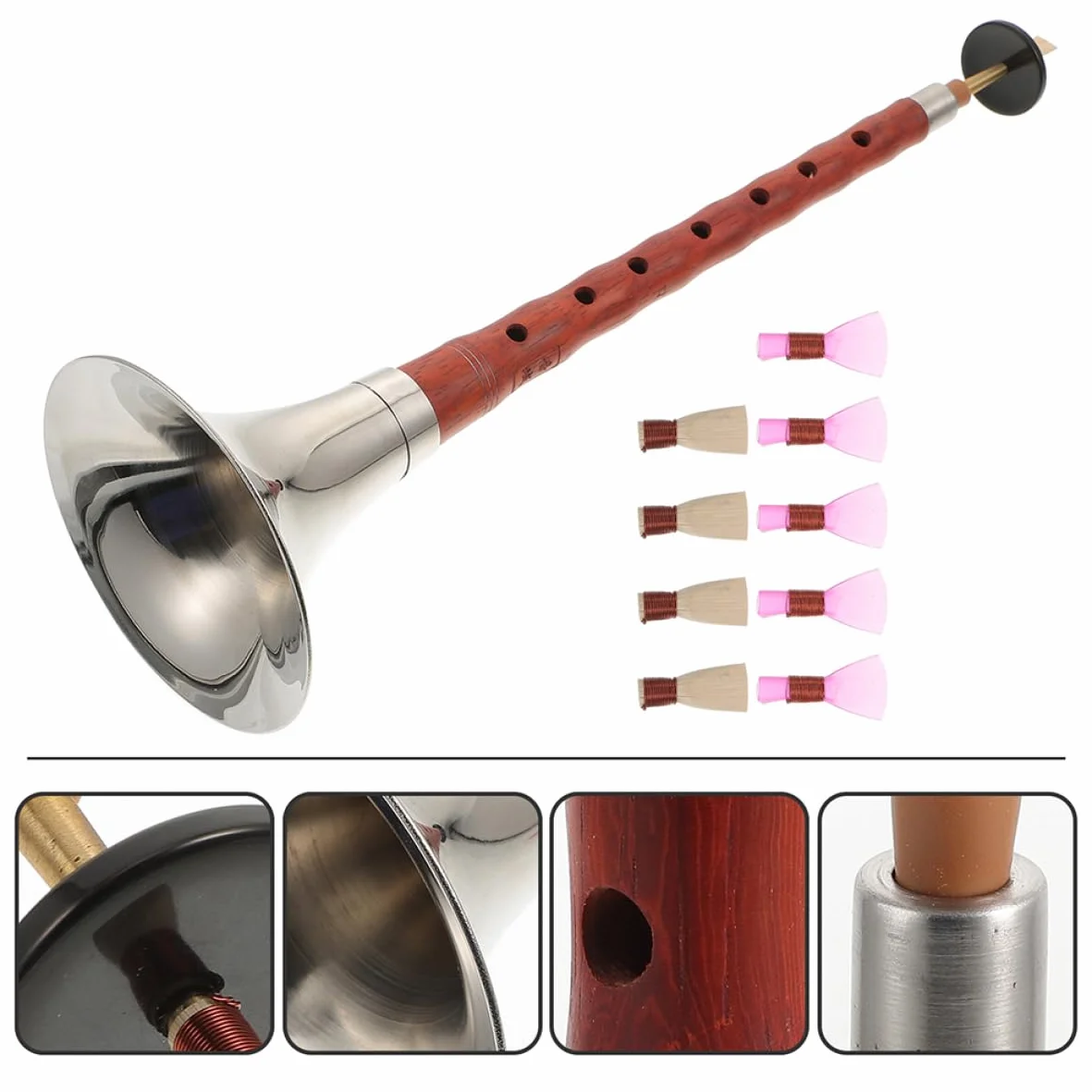 Instrumento Tradicional Suona Profesional Chino de Metal Fácil de Operar y Ligero para Principiantes y Profesionales Llave D y 1 Set Color Aleatorio