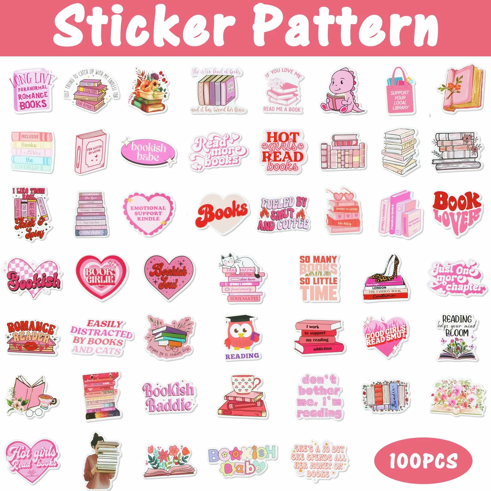 Pegatinas Kawaii para Kindle Rosa Resistente al Agua Juego para Funda Teléfono Móvil Monopatín Ordenador Portátil