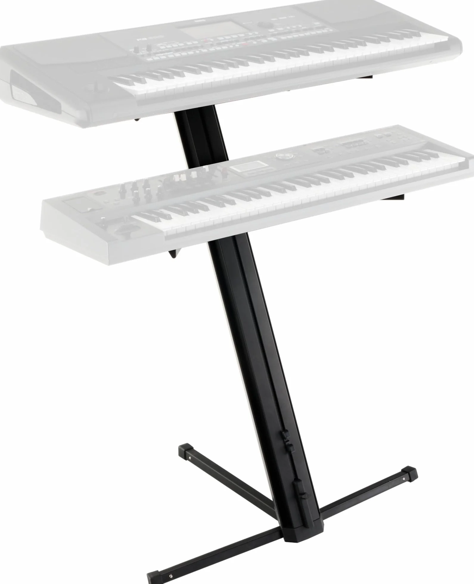Classic Cantabile KS-100 Soporte Doble Para Teclados - Soporte Para Teclado Ajustable En Altura Doble - Soporte Con Capacidad De Carga De 25 kg Por Nivel - Conexión Para Brazo De Micrófono - Negro