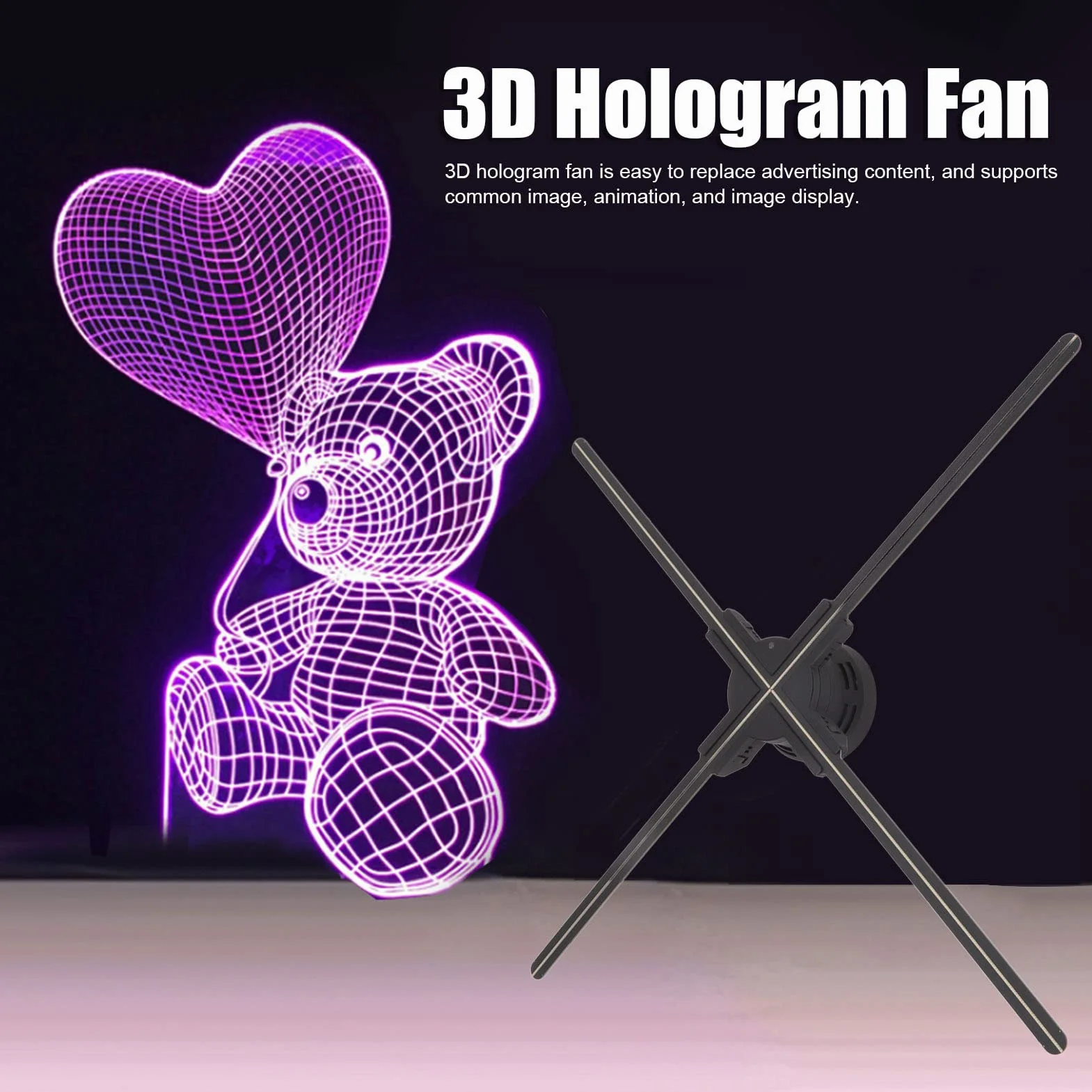 Pantalla de Ventilador de Holograma 3D, Máquina de Publicidad con Proyección Holográfica 3D de 60 Cm, 8G, Pantalla de Proyector de Holograma 3D para Publicidad Al Aire Libre Y Interior