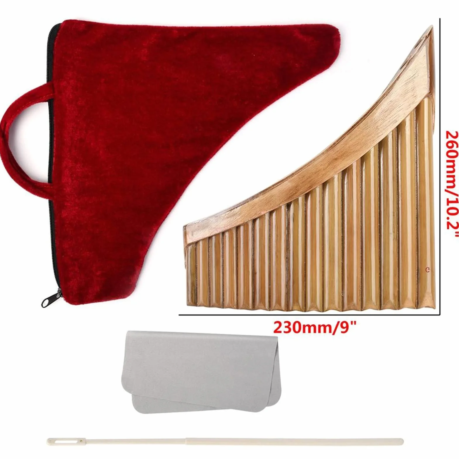 Flauta pan 15 Tubos Panpipes Bamboo Pan Flauta G-tune Panflute Instrumento Musical De Viento De Madera Pan Pipes (Color : Left Hand)