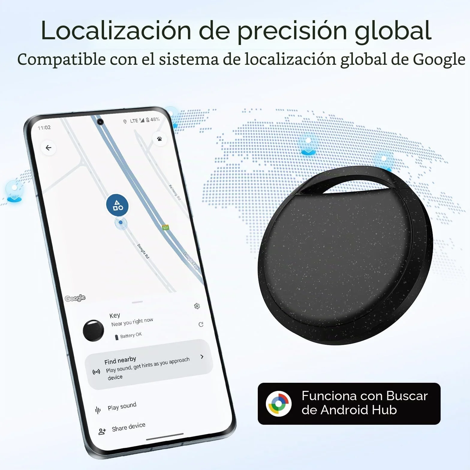 RSH Android Smart Tracker Tag, Tracker Compatible con Google Find Hub App (Sólo Android), Localizador Bluetooth, Rastreador para Llaves, Cartera, Equipaje, Impermeable IP68, 4 Negro