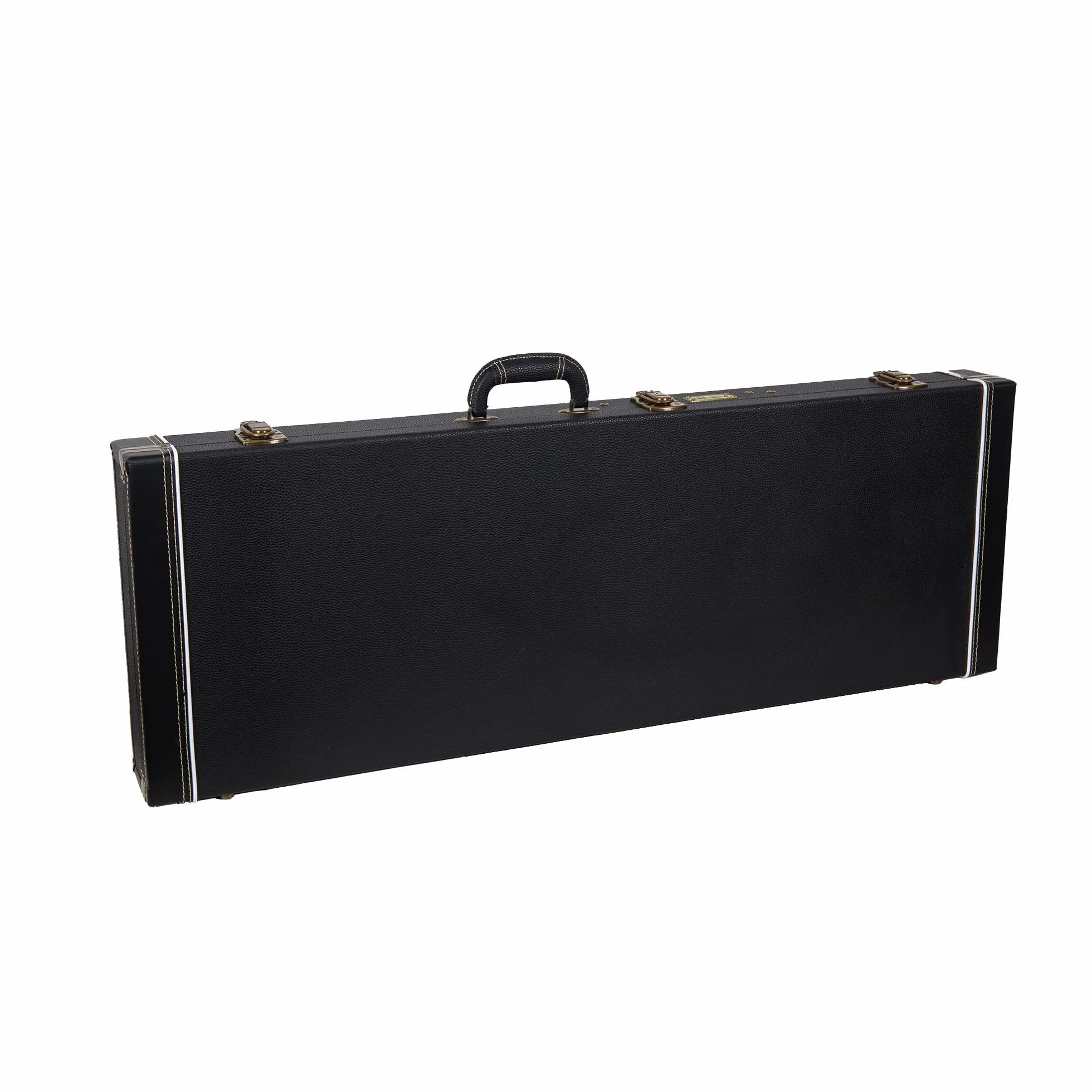 Crossrock Funda de Madera para Guitarra eléctrica Jazzmaster (Estilo Moderno) y Jaguar, Acabado Negro, herrajes Vintage, Forro de Esponja, Compartimento de Almacenamiento, Black, Jazzmaster