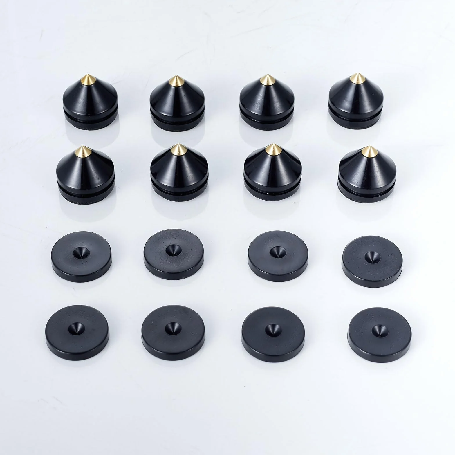 Puntas de desacoplo para Altavoces con diseño de Bolas de Acero de precisión, Soportes de Altavoz para CD Audio Subwoofer, 8 Piezas Spikes de desacople HiFi, Material: plástico ABS