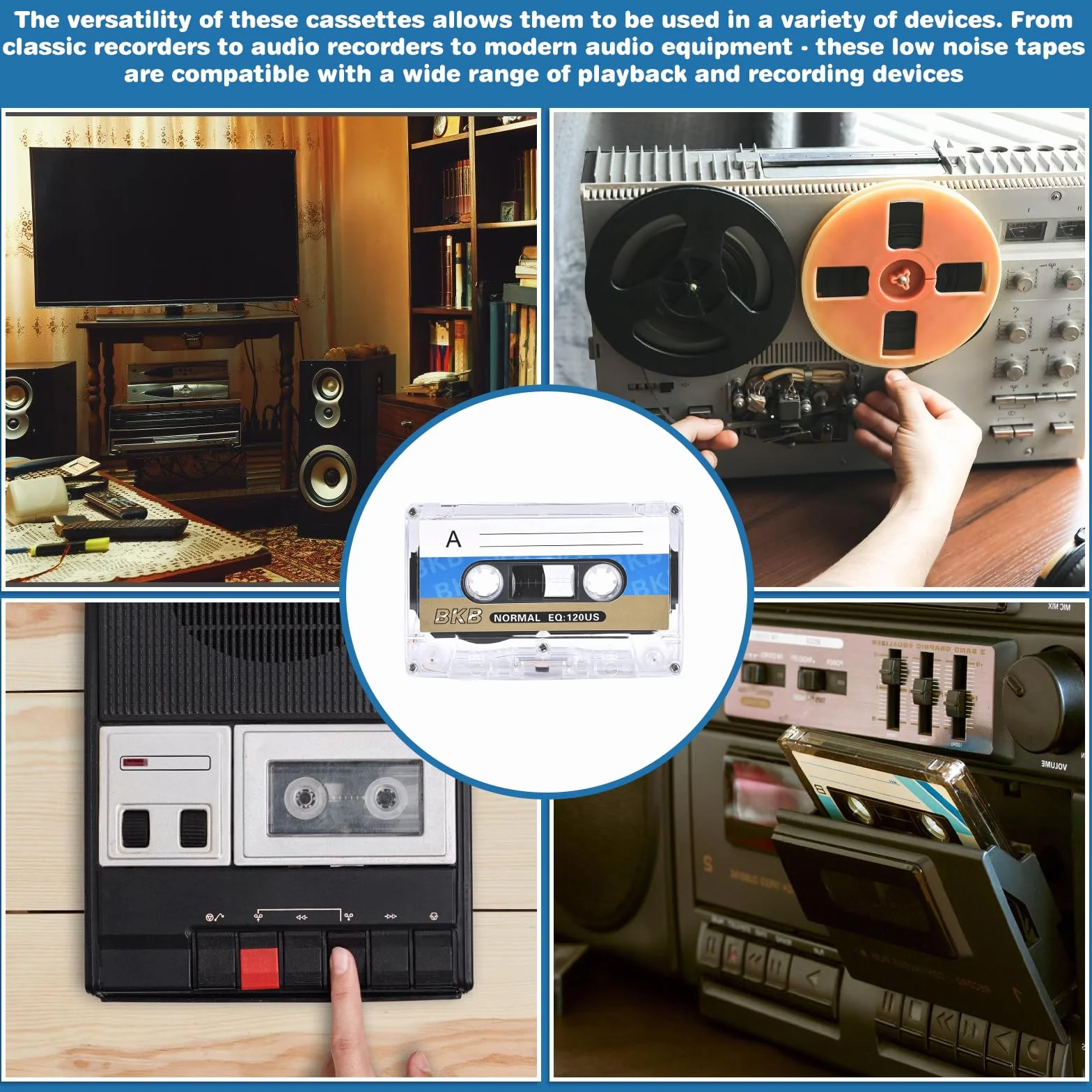 Casetes de audio vacíos 60 min 10 unidades cinta de plástico transparente para conferencias
