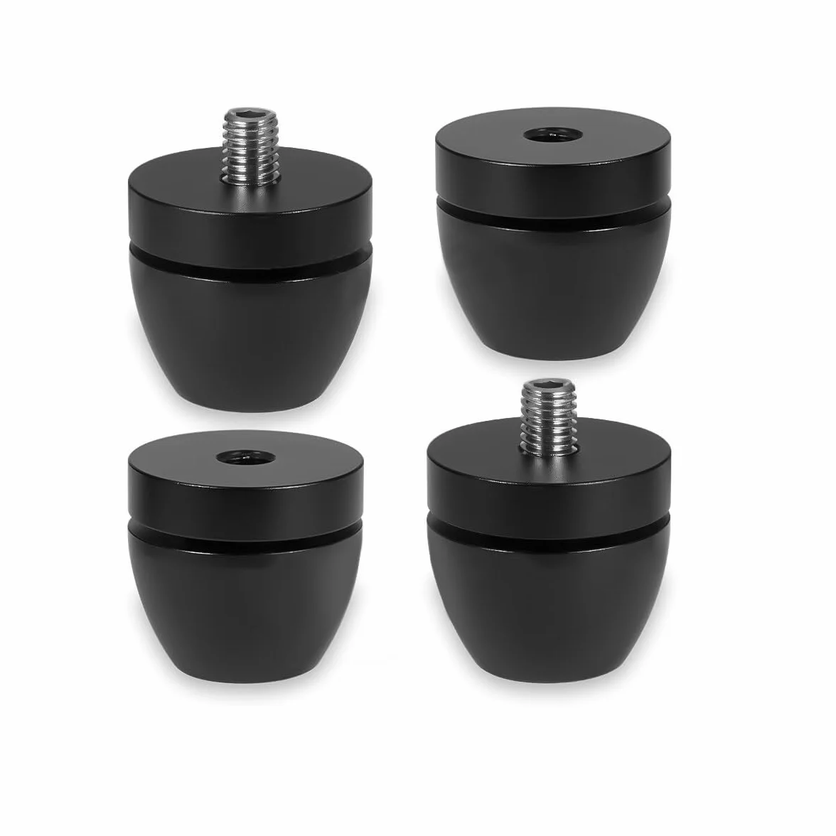 Tertullus 4 Pies para Altavoces Negros, Amortiguadores de Aluminio, Pies Absorbentes