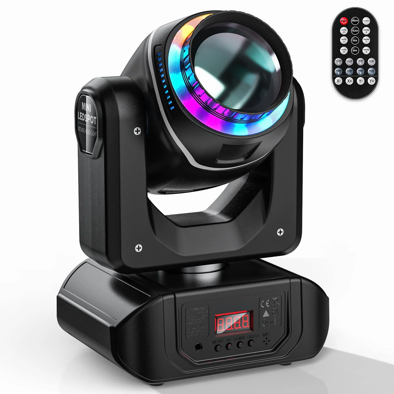 UKing 100W Cabeza Móvil de Luz de Escenario con mando a distancia, 10 patrones + 8 colores + 18 luces de fiesta de alto brillo con efecto de haz de prisma para discoteca, bar, festival de bodas