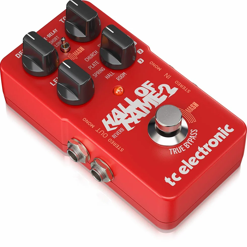 Pedal de reverberación icónico TC Electronic HALL OF FAME 2 REVERB con interruptor de pie MASH innovador y efecto Shimmer