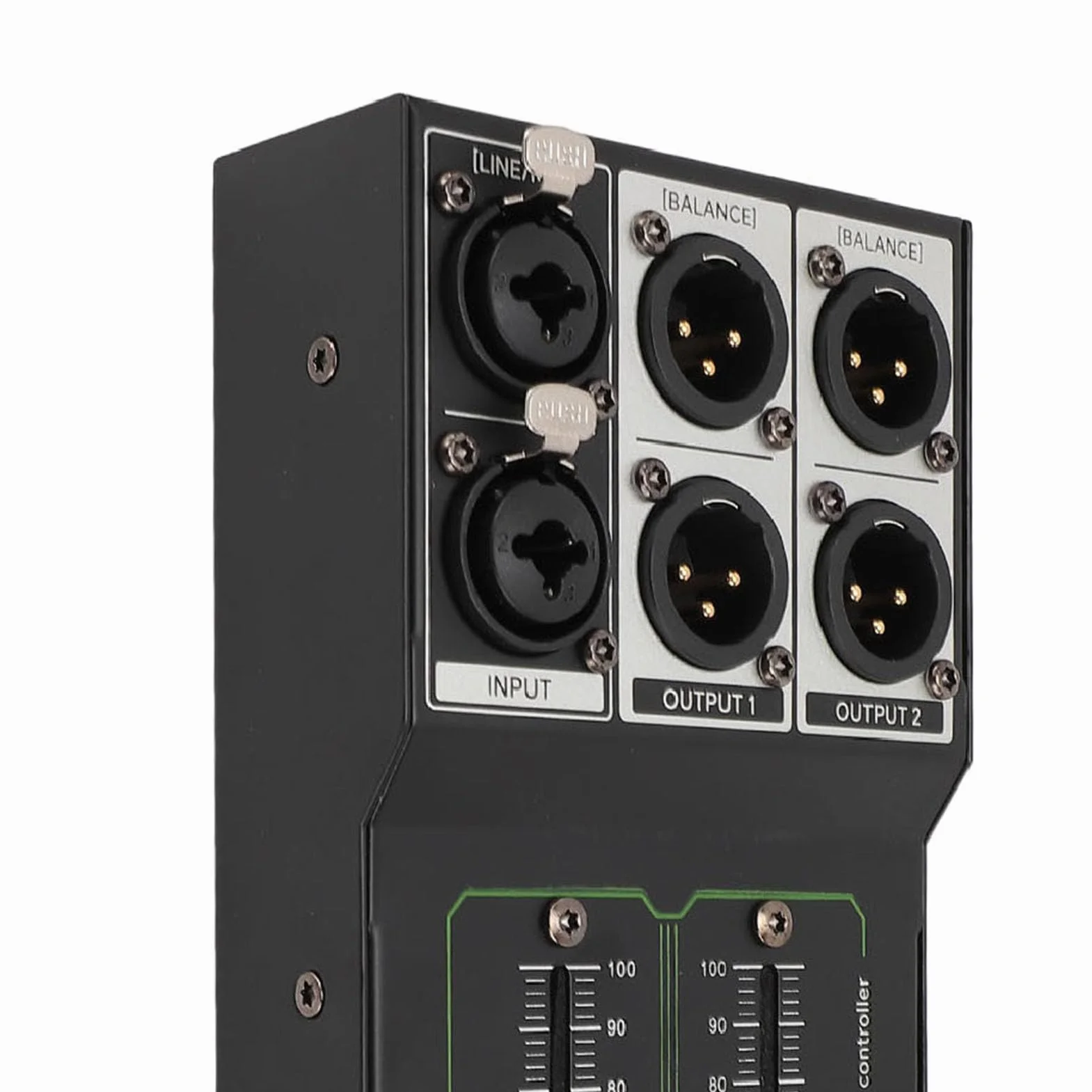 Controlador de Volumen Pasivo, 1 Entrada 2 Salidas Todo Metal Sin Pérdidas Controlador de Volumen Estéreo Preciso Plug and Play para Estudio y de Sonido doméstico(Negro)