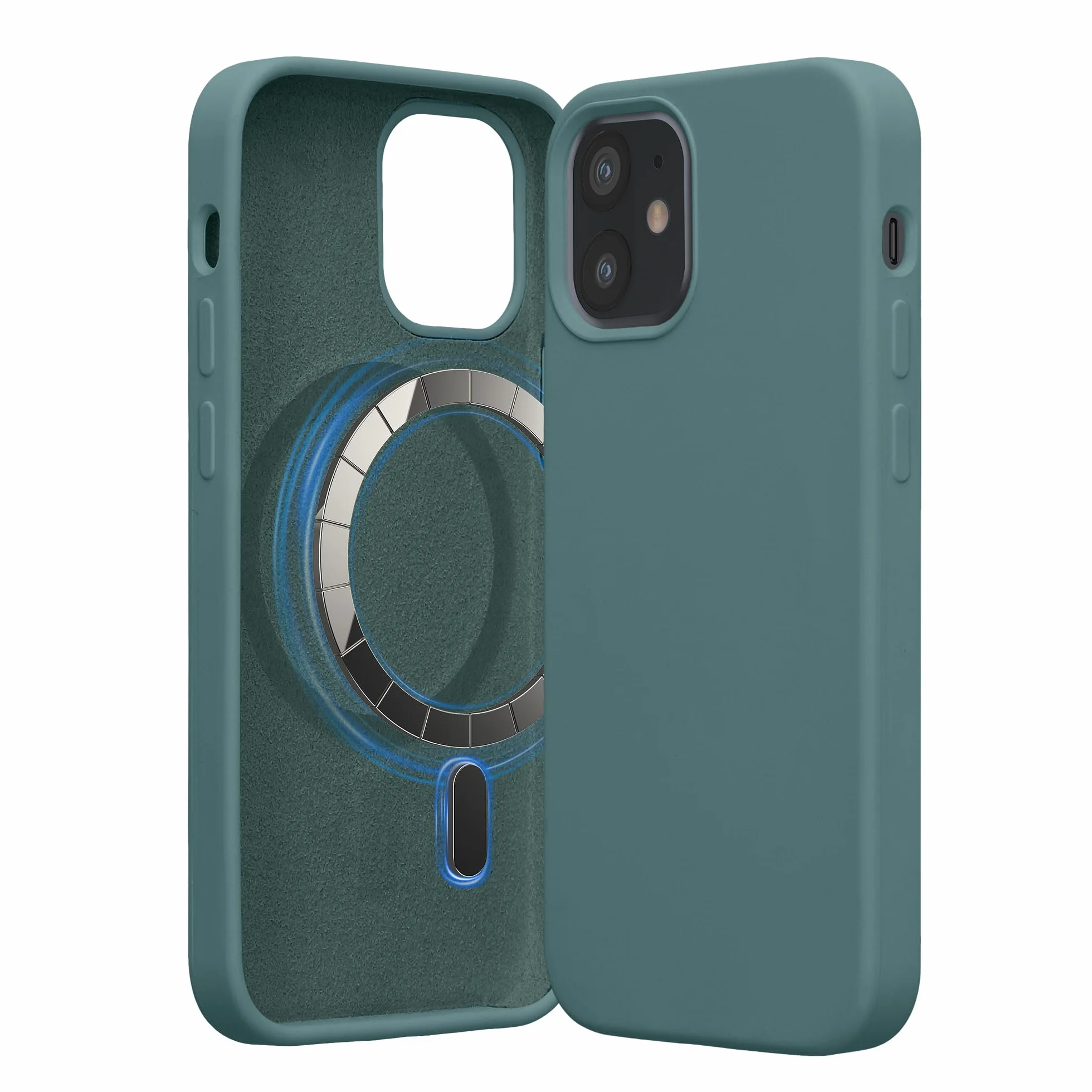 kwmobile Carcasa Compatible con Apple iPhone 12 Mini Funda magnética Compatible con MagSafe de TPU y Silicona - Noche ártica