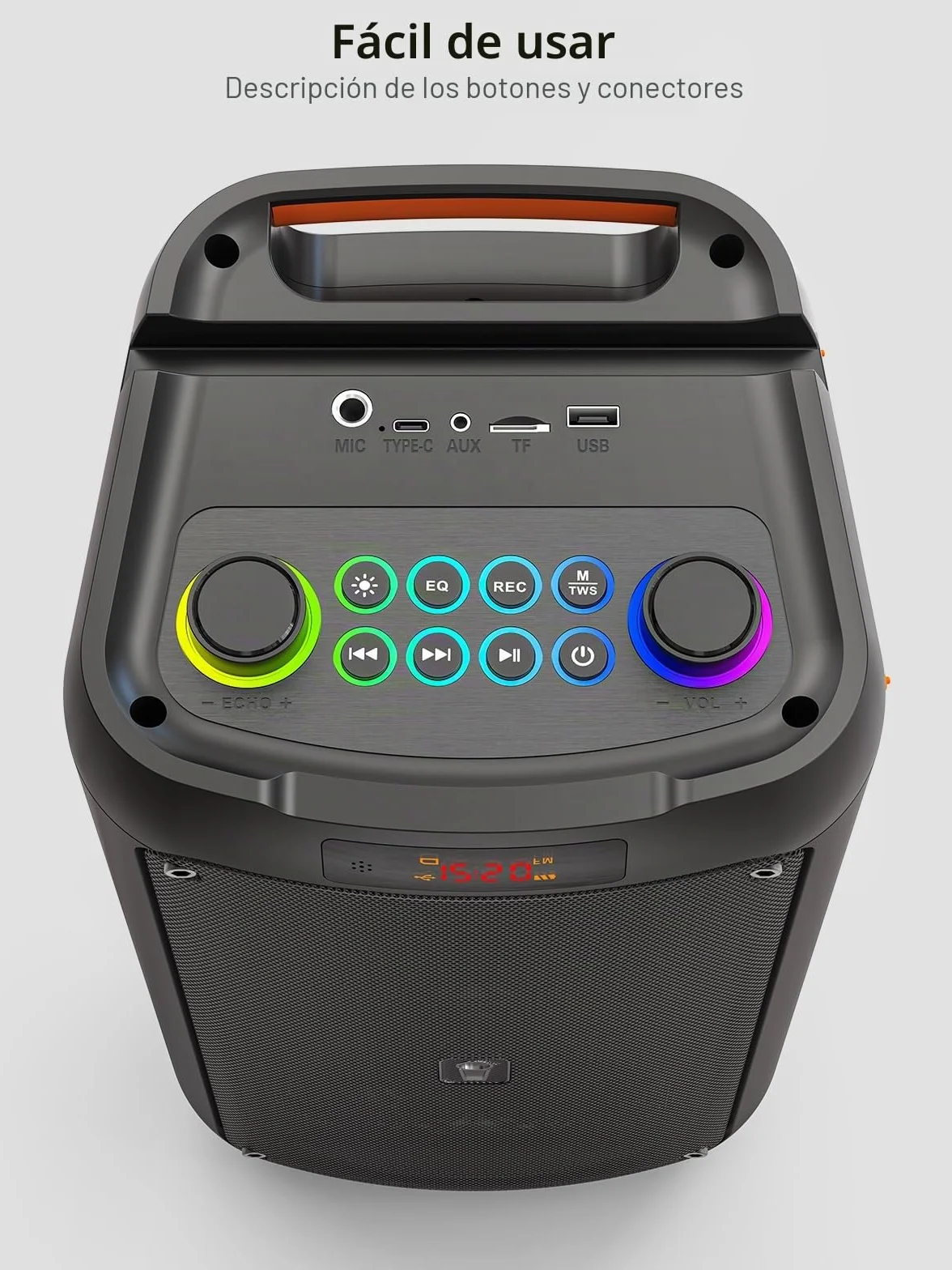 Máquina de Karaoke para Adultos, Altavoz Bluetooth Portátil con 2 Micrófonos inalámbricos, Sistema PA con Iuces de Discoteca para Fiestas Grandes, al Aire Libre, soporta USB/TF/Rec/AUX