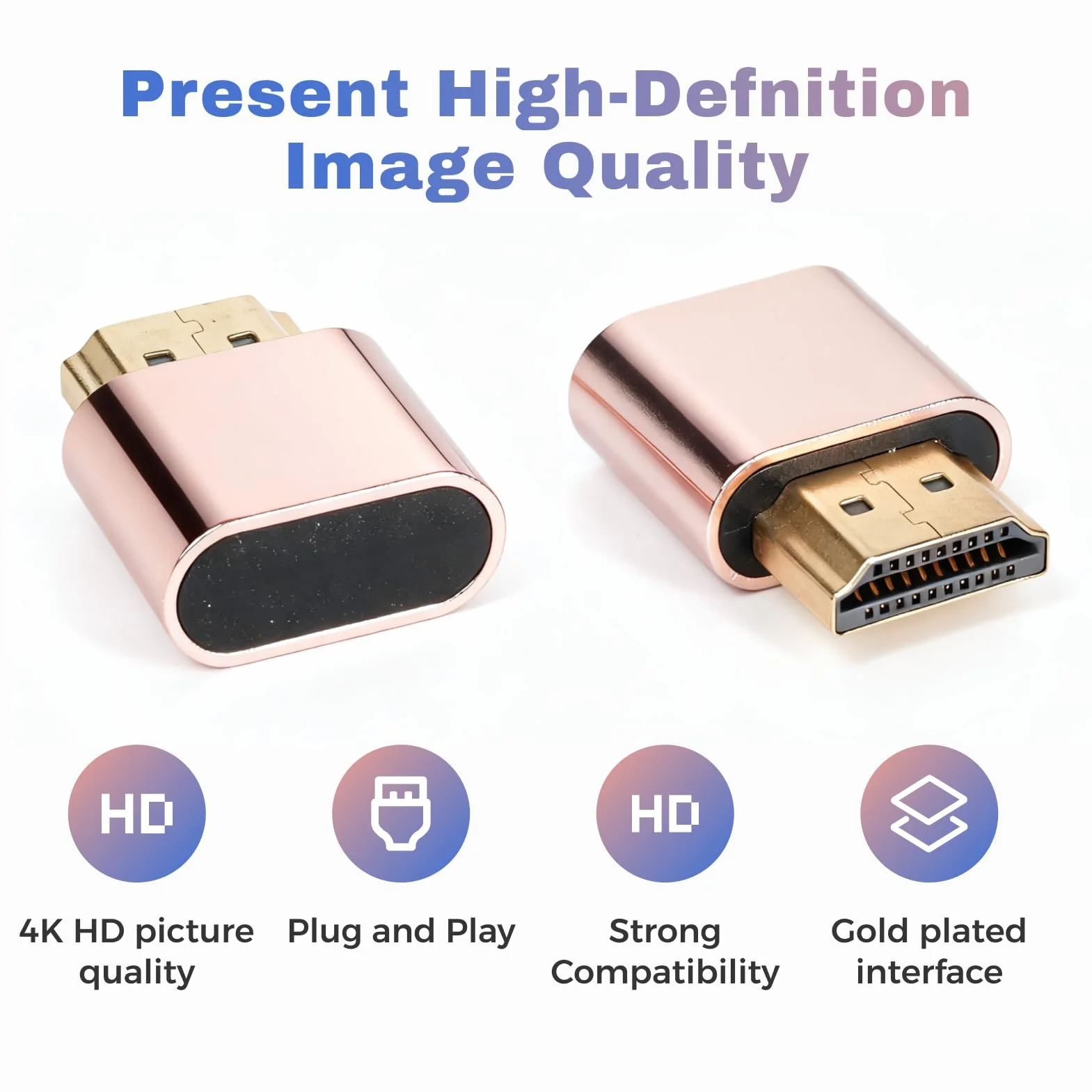 2PCS HDMI Dummy Plug 4K@60Hz HDR Adaptador Virtual, Emulador de Pantalla Sin Cabeza, Dongle HDMI, Soporta 3840x2160@60Hz, 1440P@60Hz, 1080P@60Hz, EDID Emulator para GPU/Escritorio Remoto