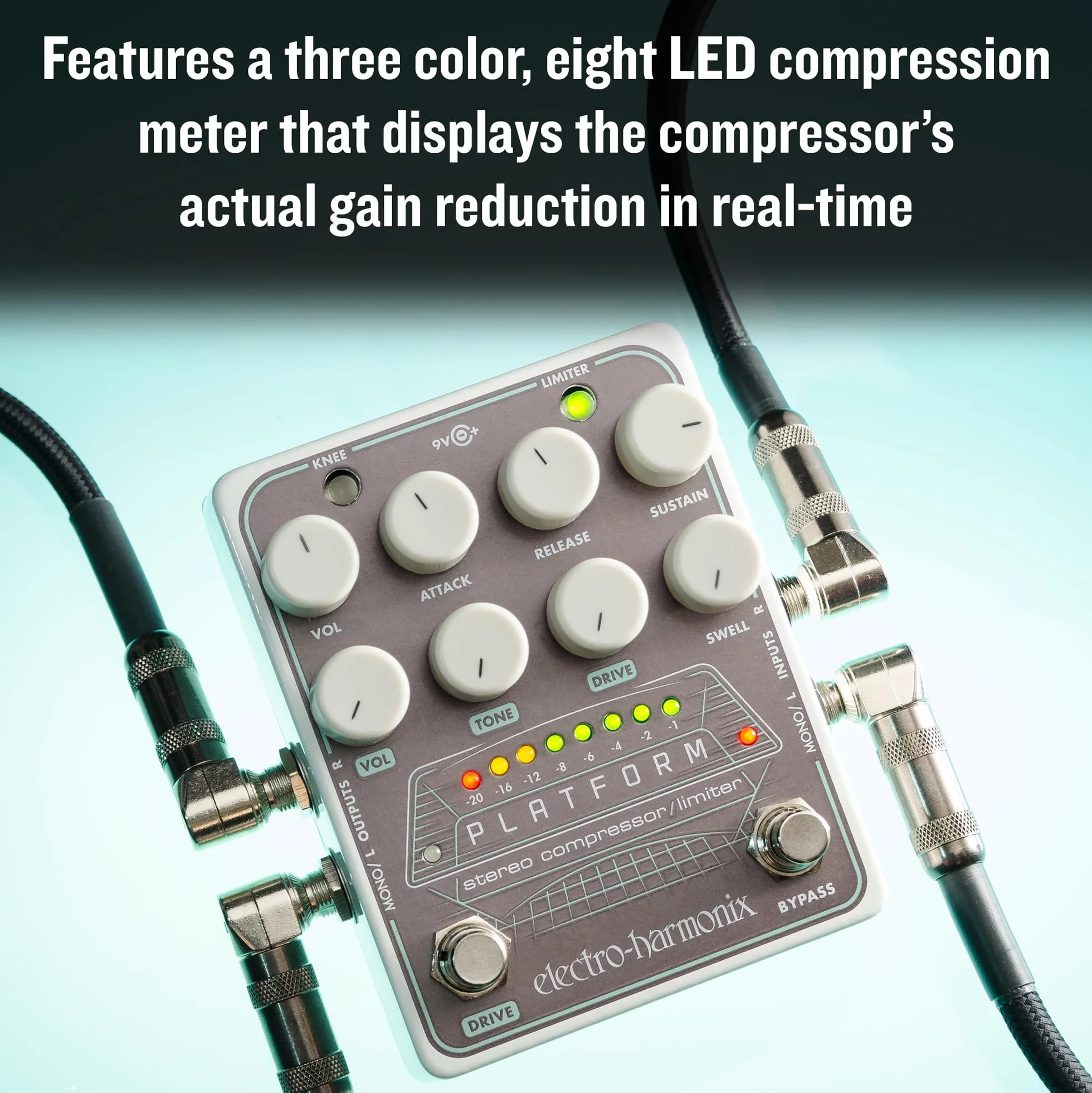 Electro Harmonix Platform Stereo Compressor/Limiter for Guitar, Gris