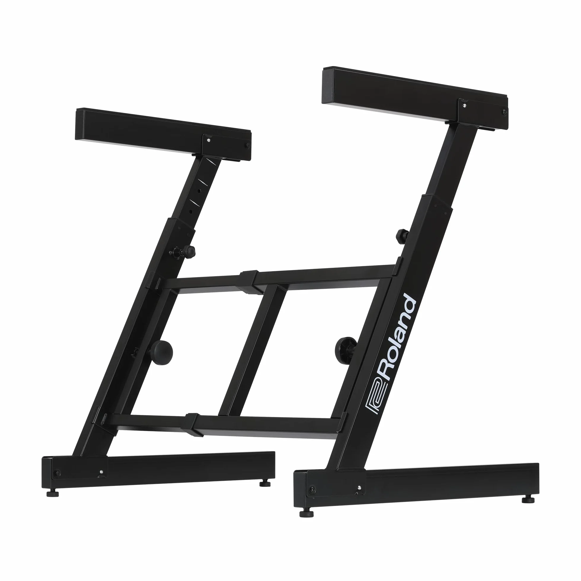 Soporte para teclado Roland KS-11Z | Soporte en Z de alto rendimiento con amplio rango de ajuste para pianos de escenario de 88 teclas y otros teclados | Brazos acolchados plegables