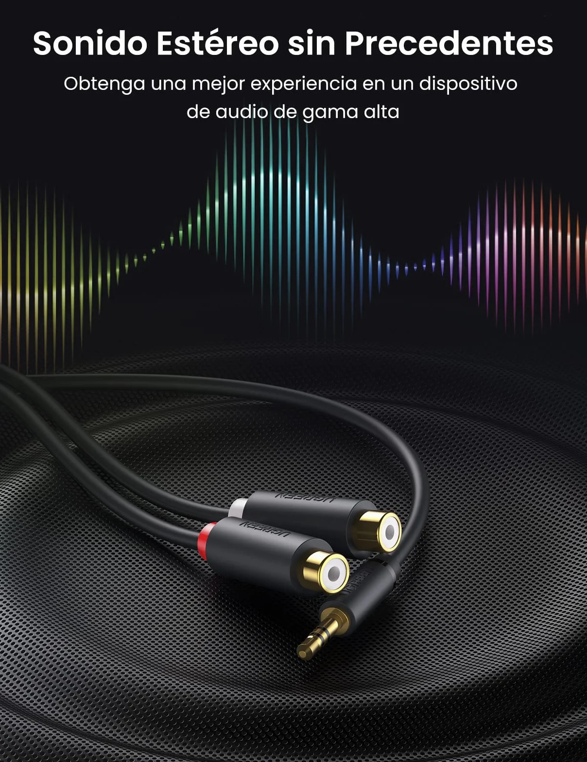 UGREEN Adaptador RCA Hembra a Minijack Cable Audio Estéreo 2RCA a Auxiliar