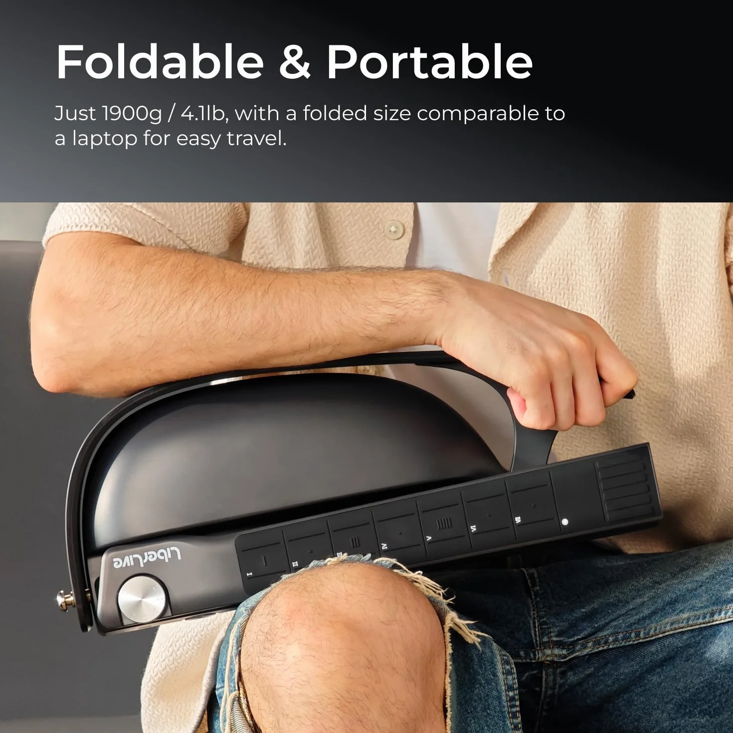 LiberLive C1 Stringless Smart Guitarra, Travel Backup guitarra plegable, generador de acordes, App Interactive Accords Blades, Tambor incorporado y línea de bajo