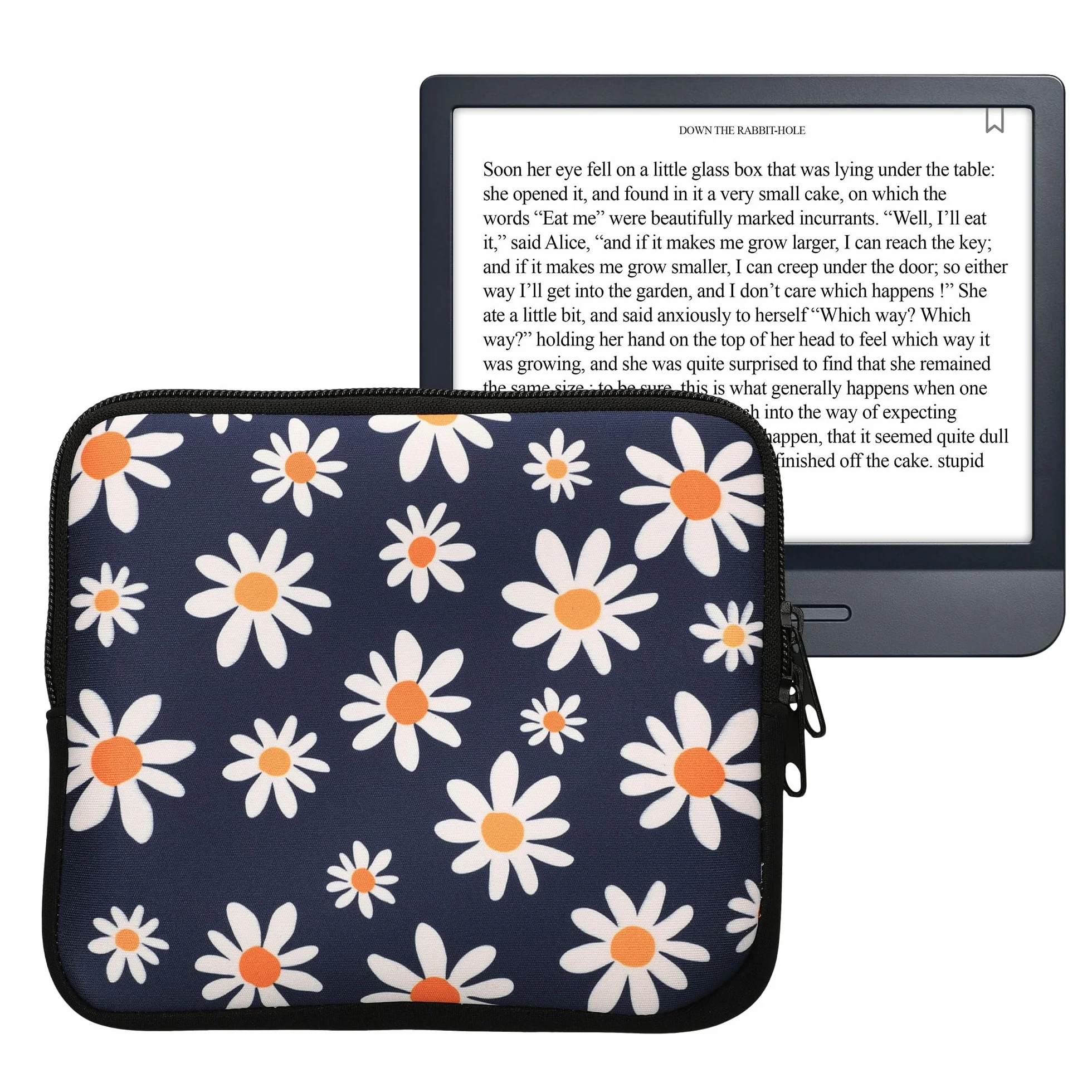 kwmobile Funda Universal para e-Book Neopreno con Cremallera Azul/Blanco/Amarillo
