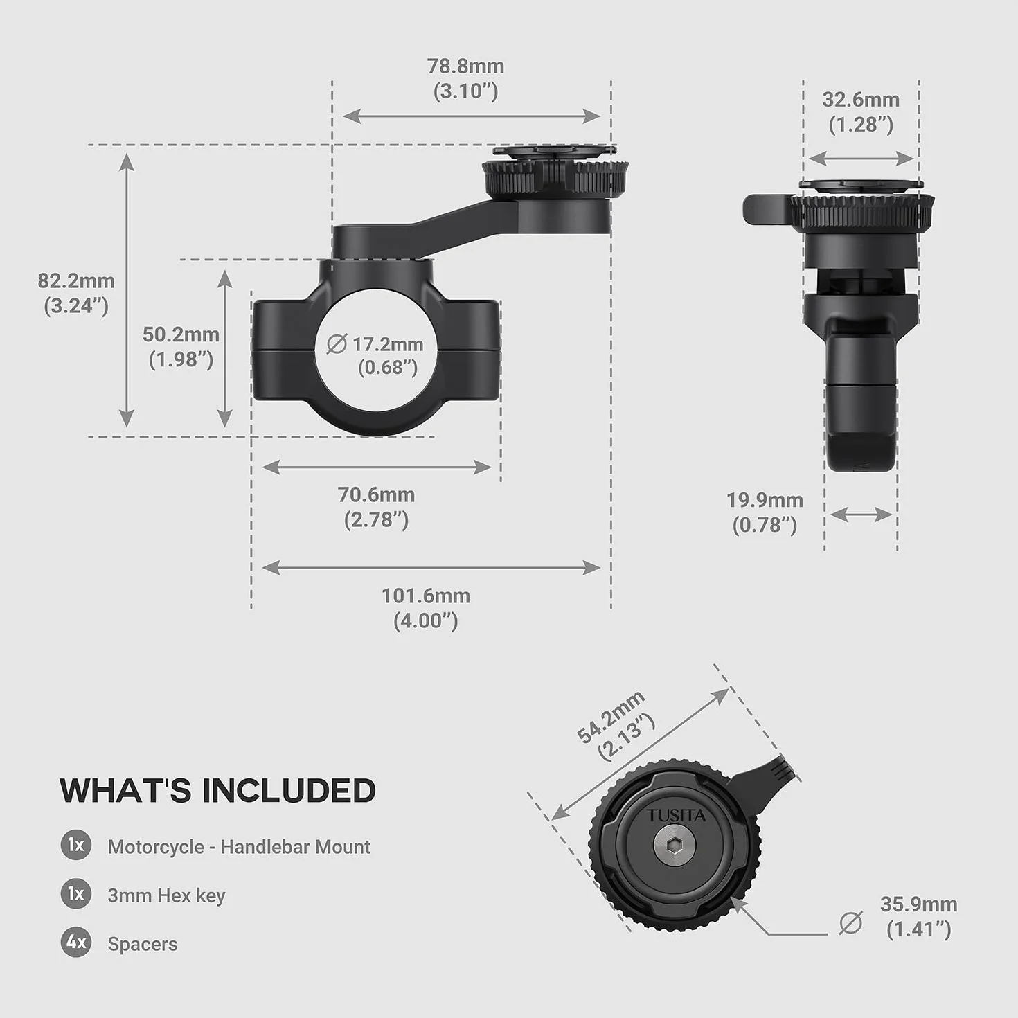 TUSITA Soporte para Teléfono de Moto Compatible con Quad Lock Smartphone Funda