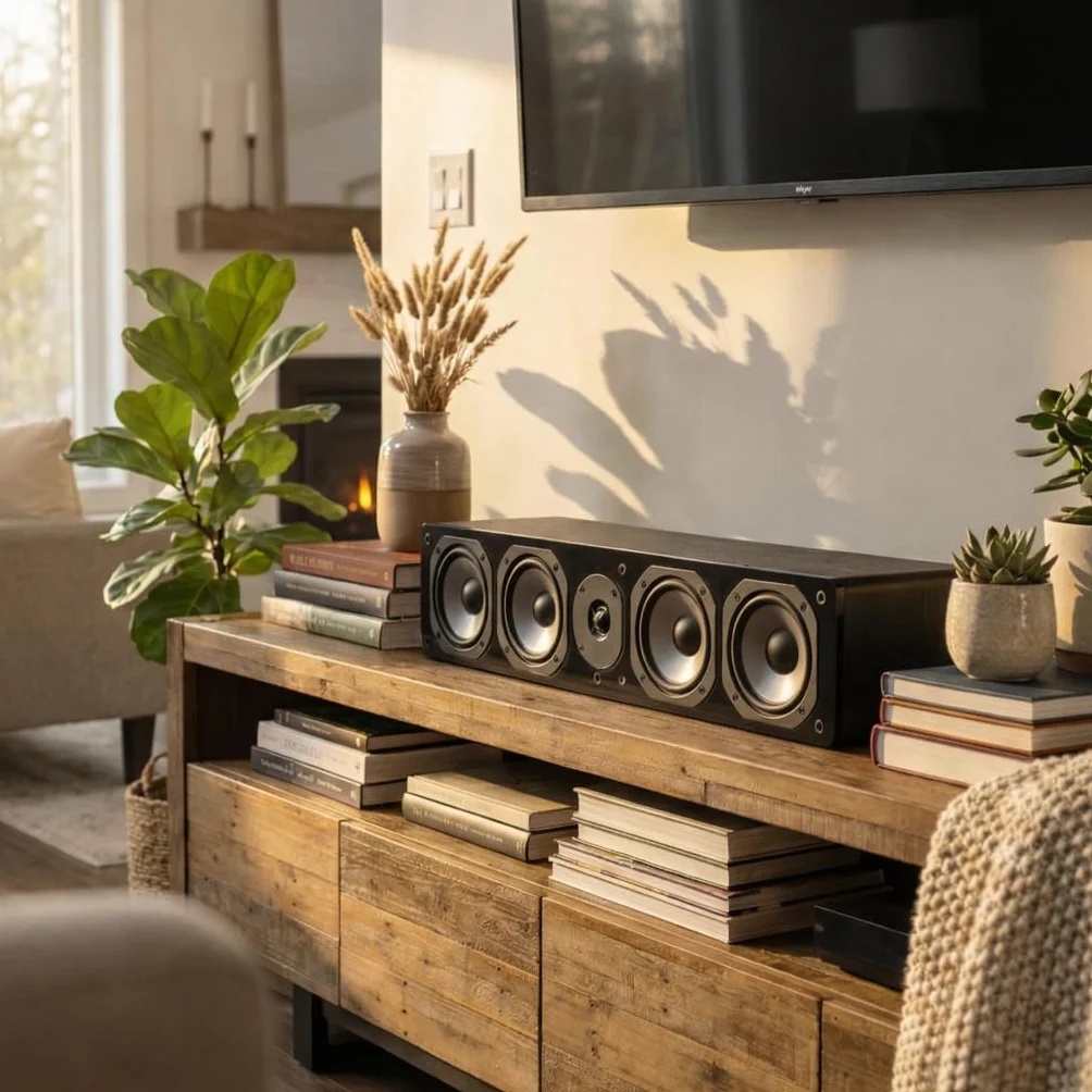 Dynavoice Challenger C-5 XL Roble Natural. Altavoz Central Pasivo 210W 6-8 Ohm. 4X Woofer 5,25″ y Tweeter 1″ Super Audio. Home Cinema HiFi. Bass Reflex Trasero. VESA 10x10.