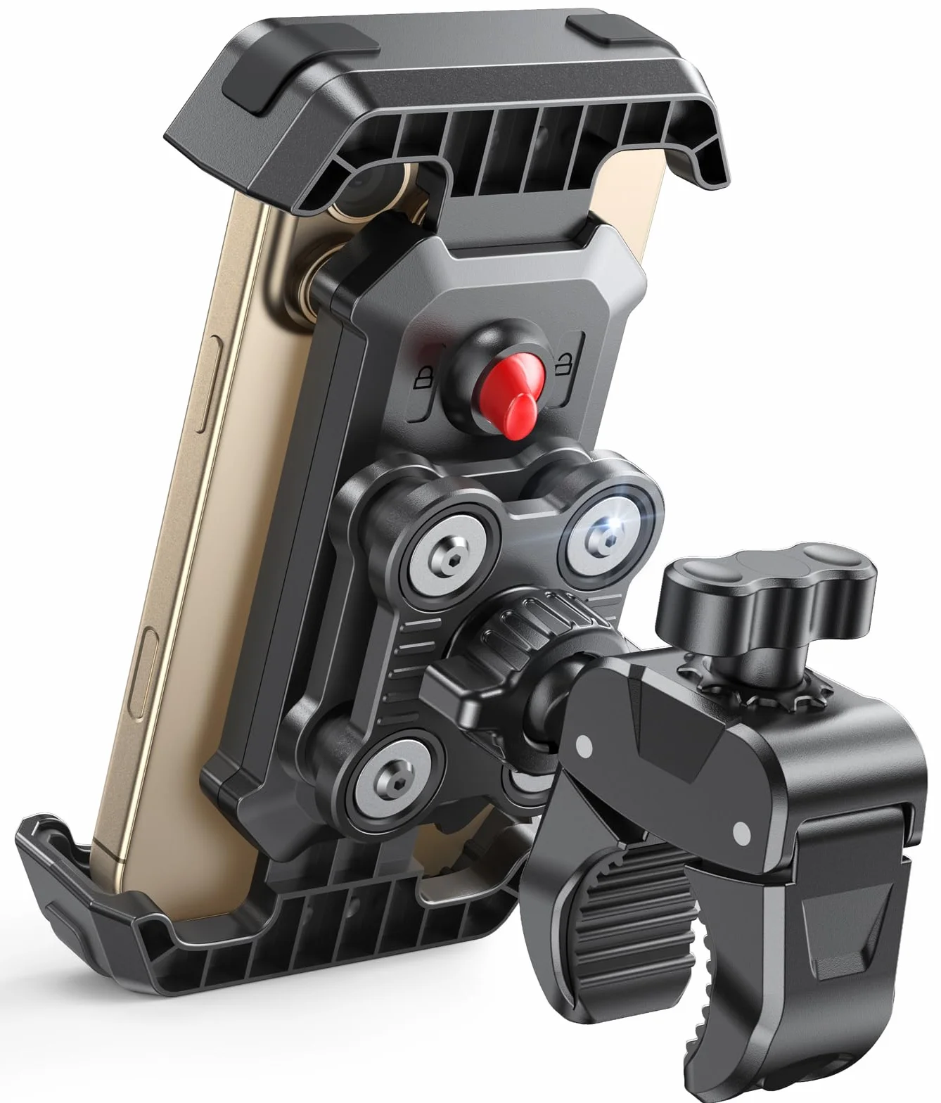 CIRYCASE Soporte Movil Moto [Antivibración Mejorado], Súper Estable Soporte Movil Bicicleta, 360° Rotación y Ajustable Suporte Telemóvel Moto Compatible con iPhone 17/16/15, Galaxy, 4,7-6,8" Teléfonos