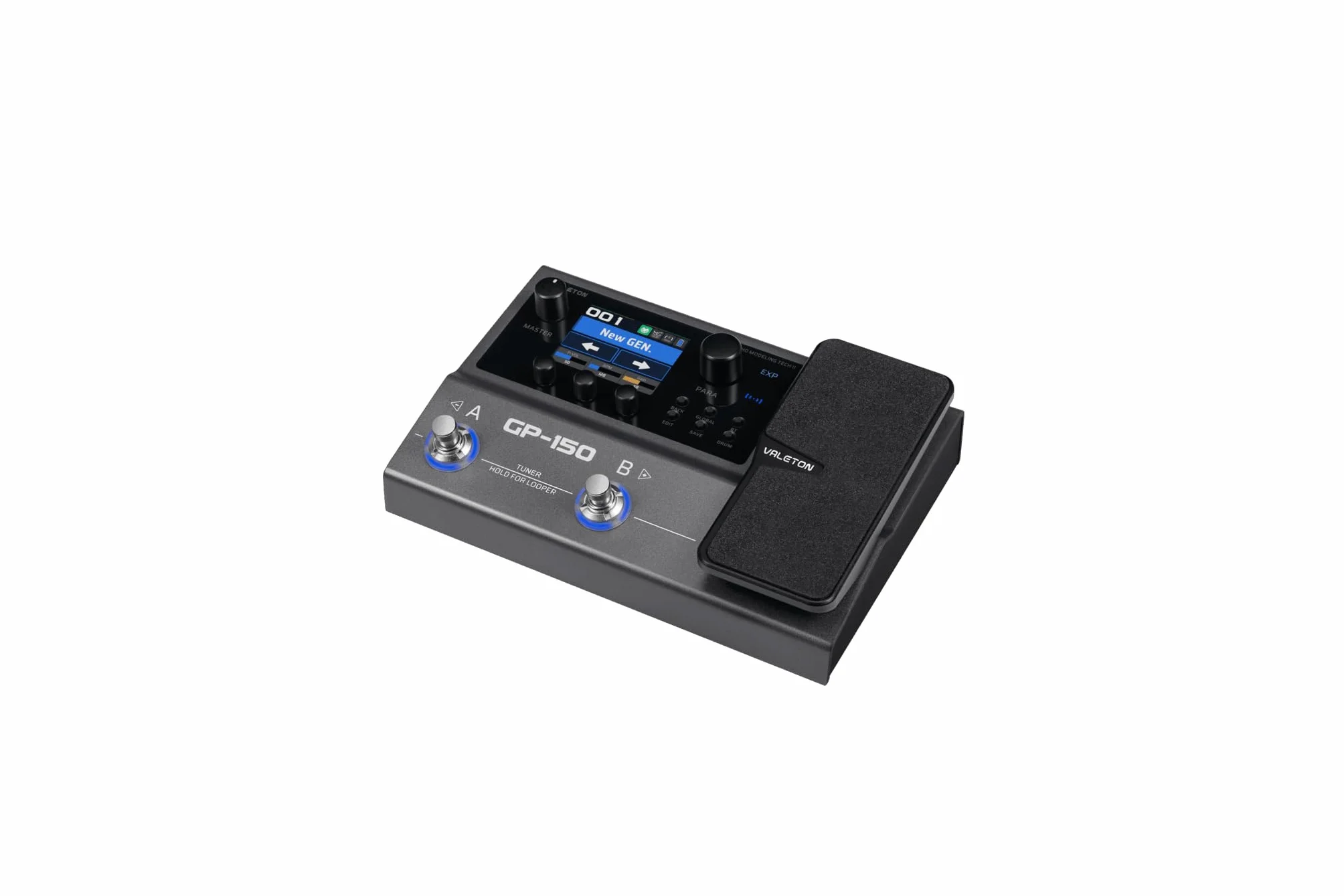 Valeton GP-150 Procesador multiefectos para guitarra (pedal de efectos para guitarra, 200 efectos, SnapTone NAM, cargador de IR, 12 módulos, looper, batería de 6 h, aplicación Bluetooth), negro
