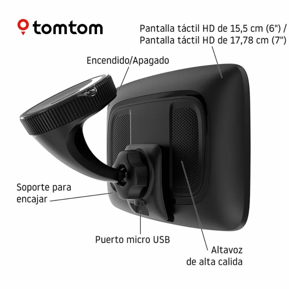 TomTom GO Expert GPS Navegador 7 Pulgadas HD Mapas Mundiales Alertas Restricción WiFi