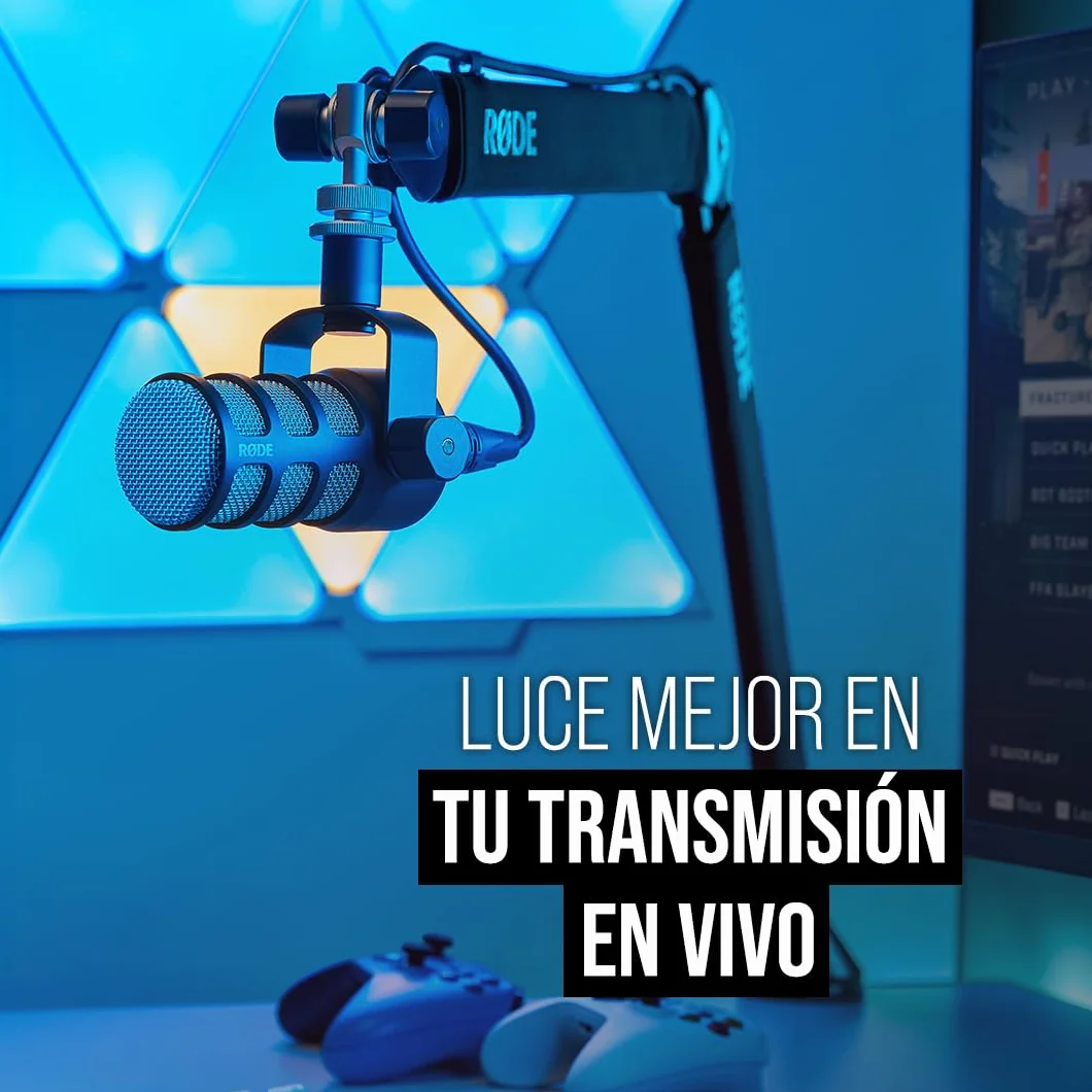 RØDE PodMic Micrófono dinámico de calidad de radiodifusión con soporte giratorio integrado para podcasting, streaming, gaming y grabación de voz, XLR (Negro)