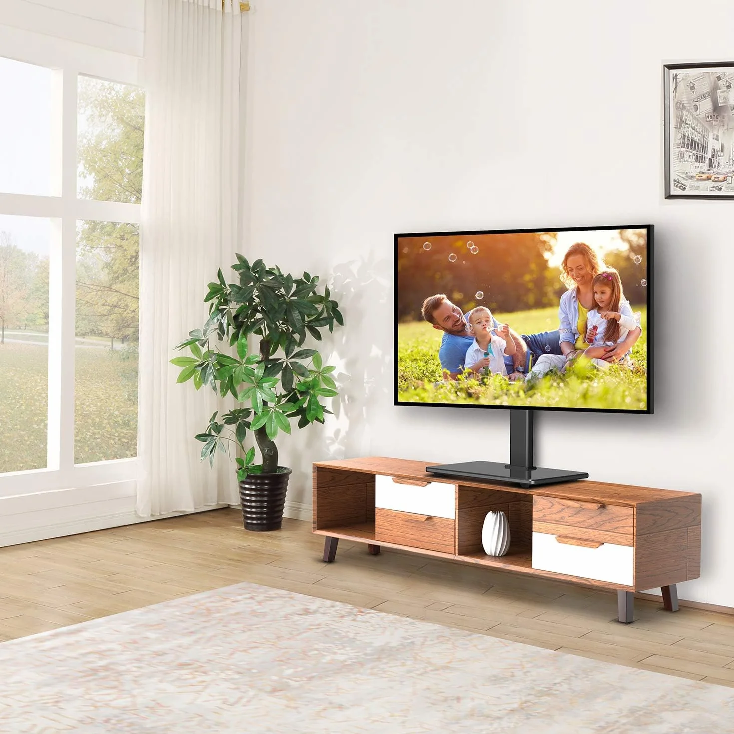 Soporte Giratorio Universal para TV LCD LED OLED 24-60 Pulgadas, Altura Ajustable, 45kg, VESA 400x400 mm