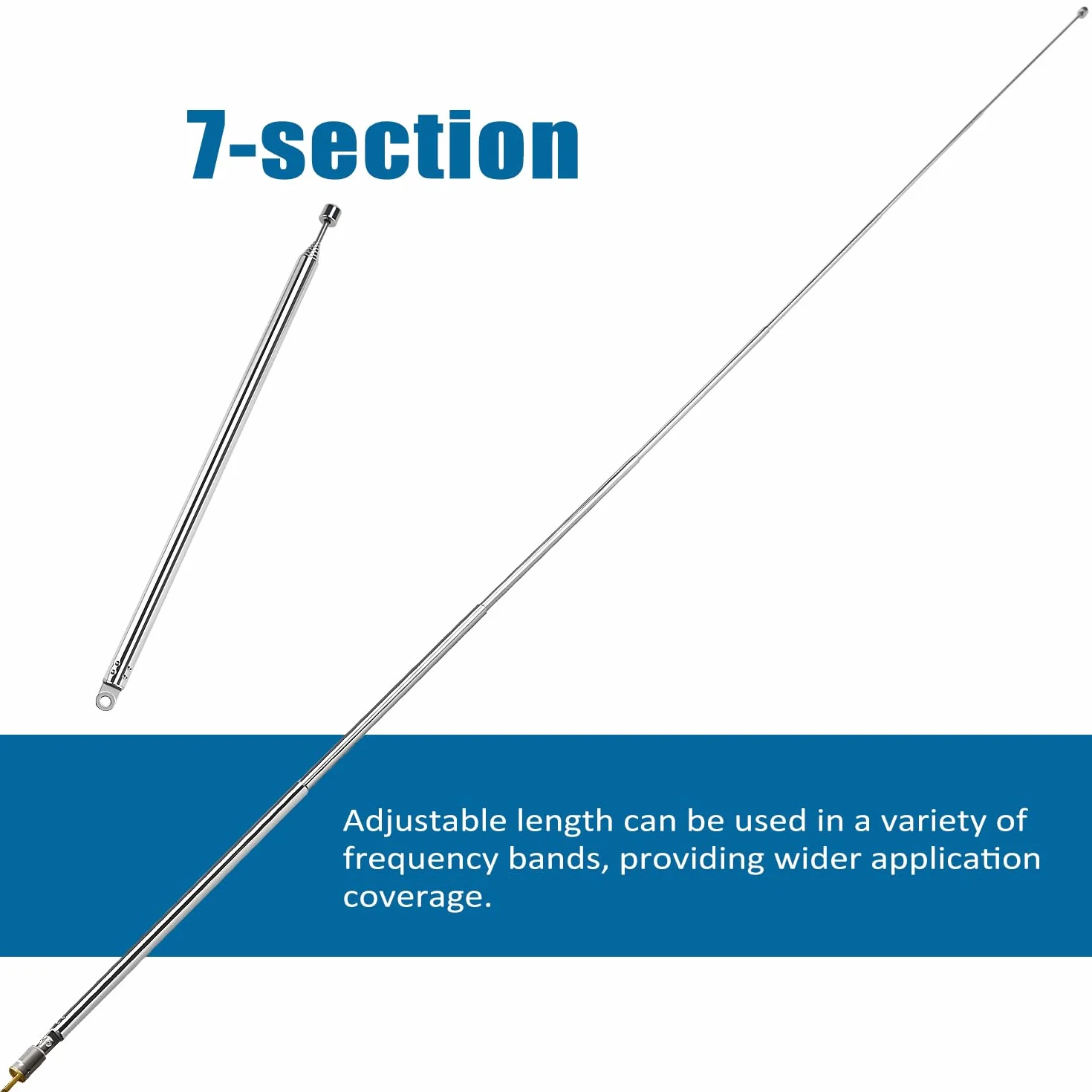 VooGenzek Antena Telescopica 100cm 7 Secciones FM Portátil Universal para DAB AM/FM Recepción Estéreo