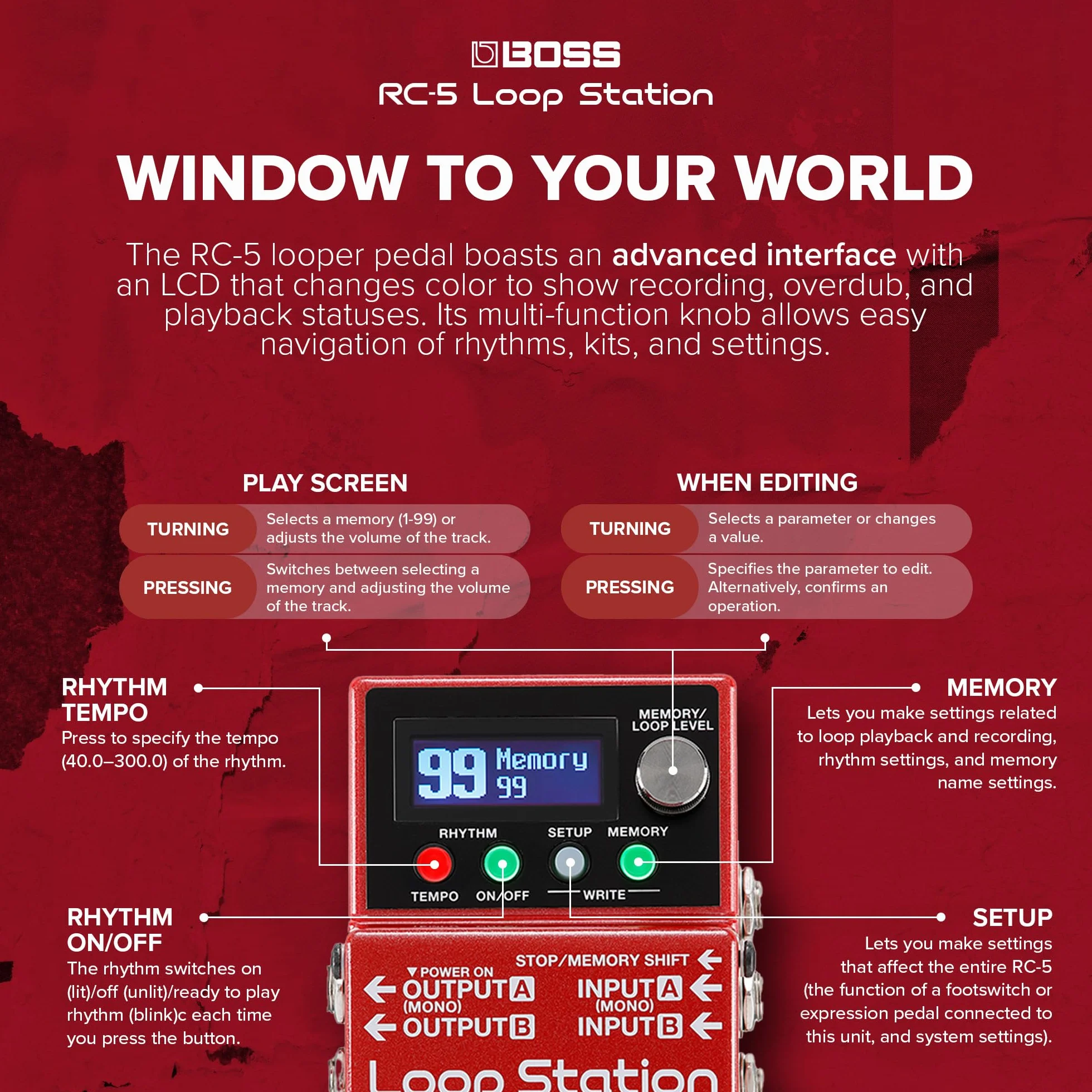 Boss RC-5 Loop Station - Pedal compacto para grabadora de frases