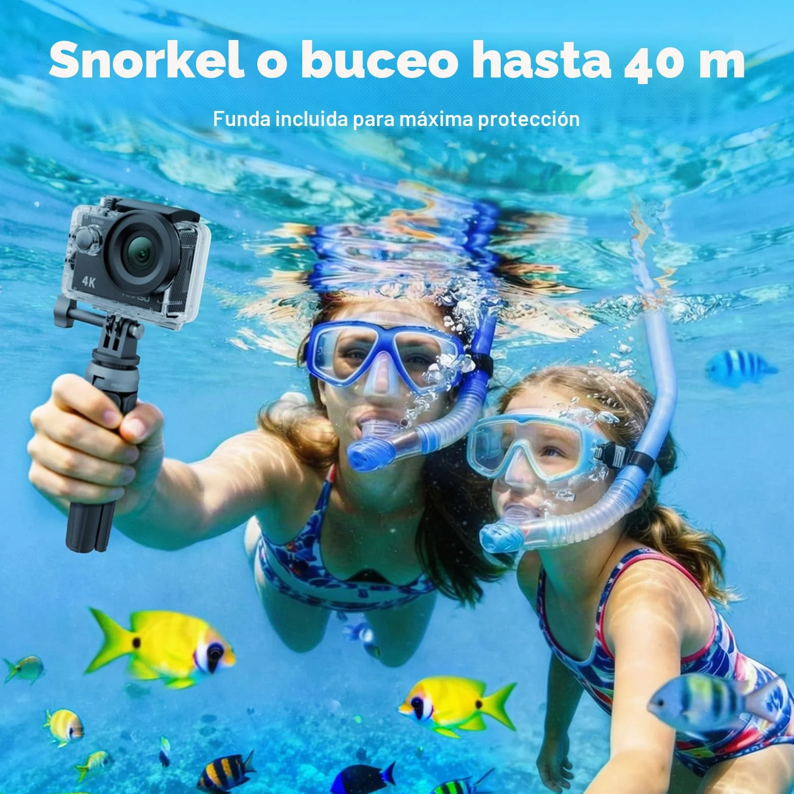 AKASO Cámara Deportiva 4K 30FPS 20MP WiFi Acción Gran Ángulo 170° Control Remoto 2.4G Sumergible 30M EK7000