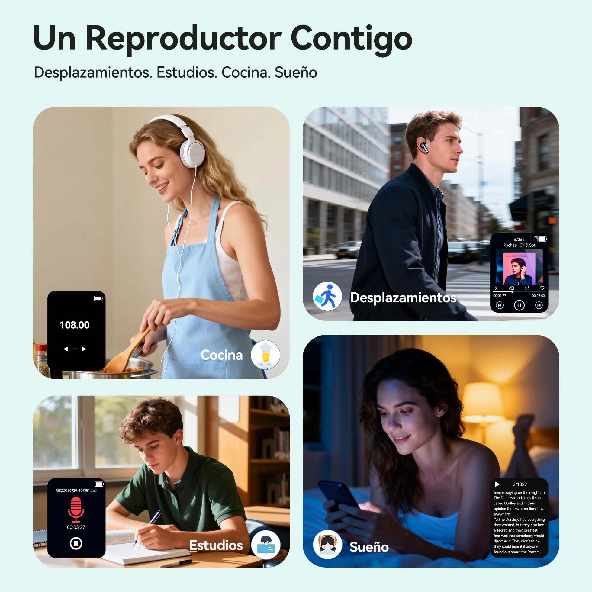 AGPTEK Reproductor MP3 Bluetooth 5.4, 1.8", Metal Portátil, Altavoz Integrado, Radio FM, Botones Táctiles, 128GB