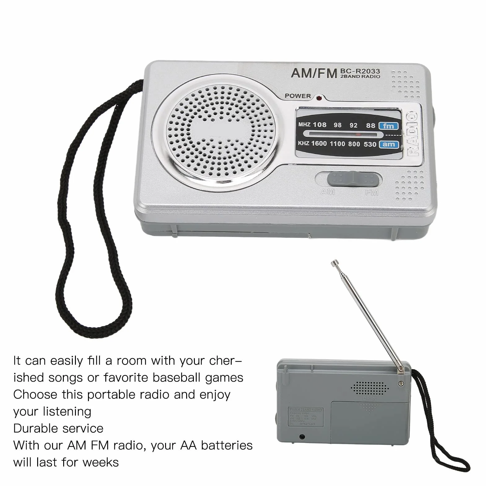 Radio Portátil, Radio de Transistor Am FM Portátil Operada por 2 Pilas AA Pequeña con Conector para Auriculares para Regalos de Ancianos para Viajes Al Aire Libre