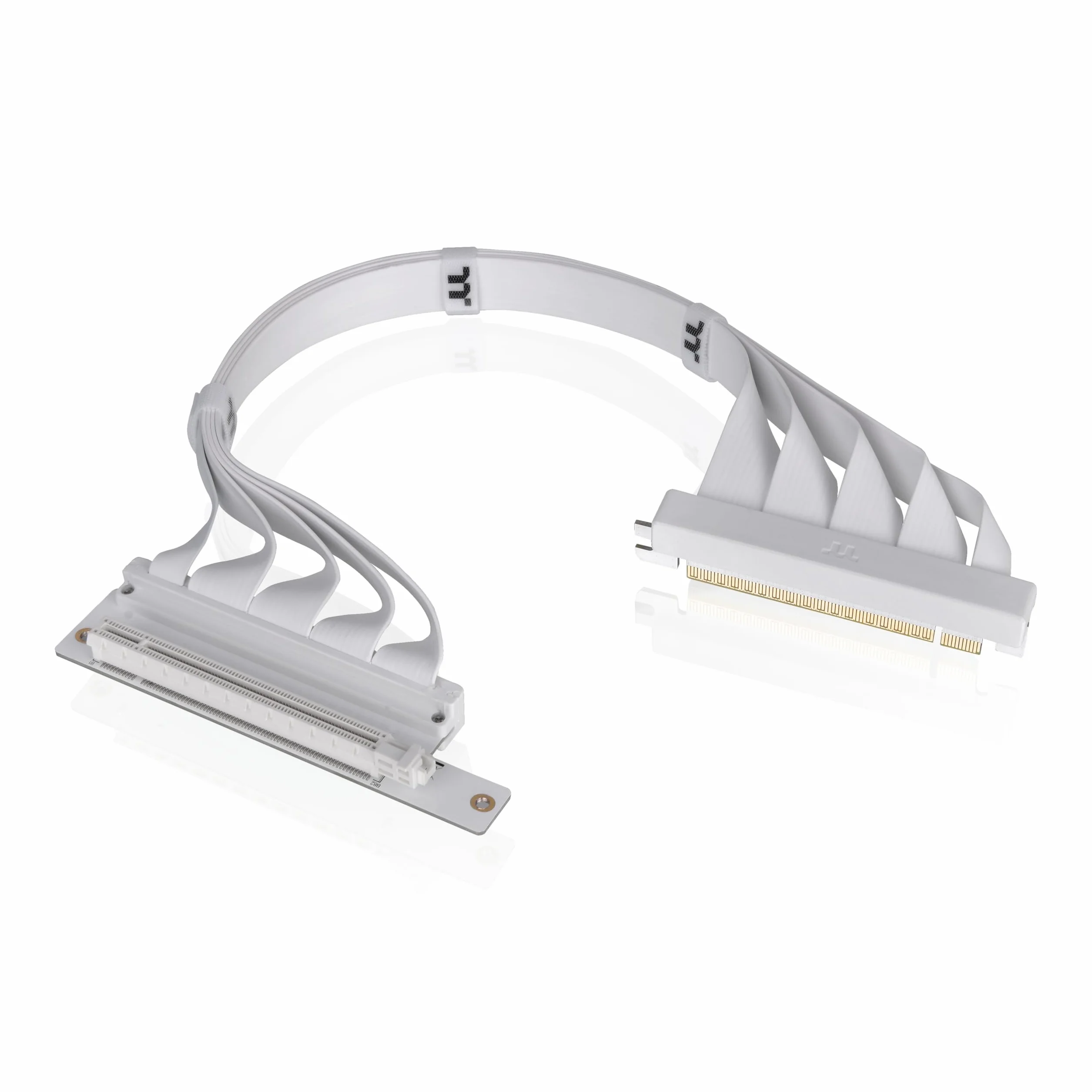 Thermaltake Cable elevador de conectores PCIe 4.0 duales de 90°; blanco; transmisión de alta velocidad de 16 Gbps; 400 mm; blindaje EMI; AC-077-CO6OTN-C1