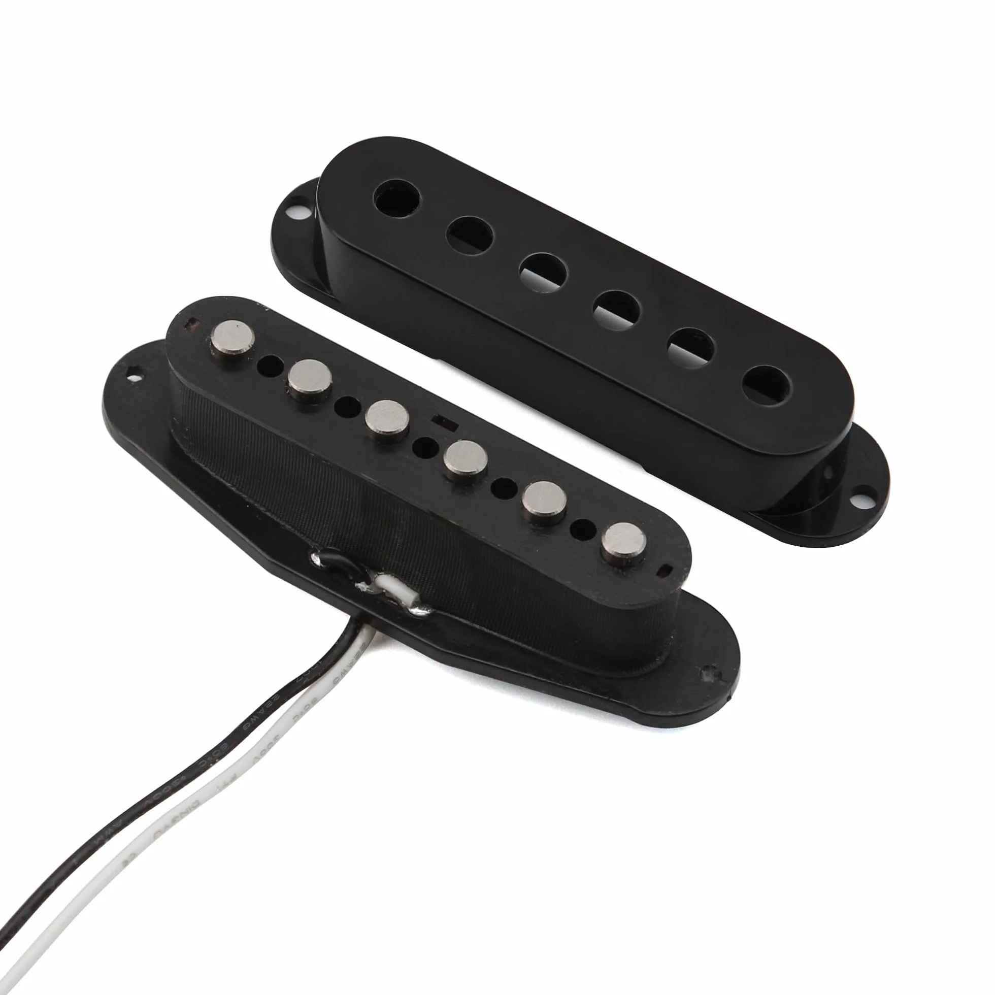 FLEOR Alnico - Juego de pastilla de bobina simple y humbucker de 5 postes planos y pastillas Humbucker cubiertas negras HSS N+M+B para guitarra estilo ST
