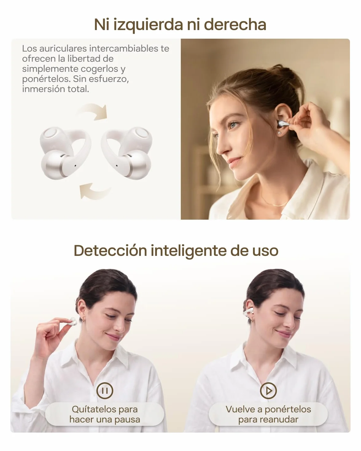 SHOKZ Auriculares Open-Ear Clip-on OpenDots 2, Dolby Audio con Graves Profundos, 40 h de batería, Bluetooth 6.1, Resistencia al Agua IP57, reducción de Ruido con IA, Carga rápida inalámbrica, Blancos