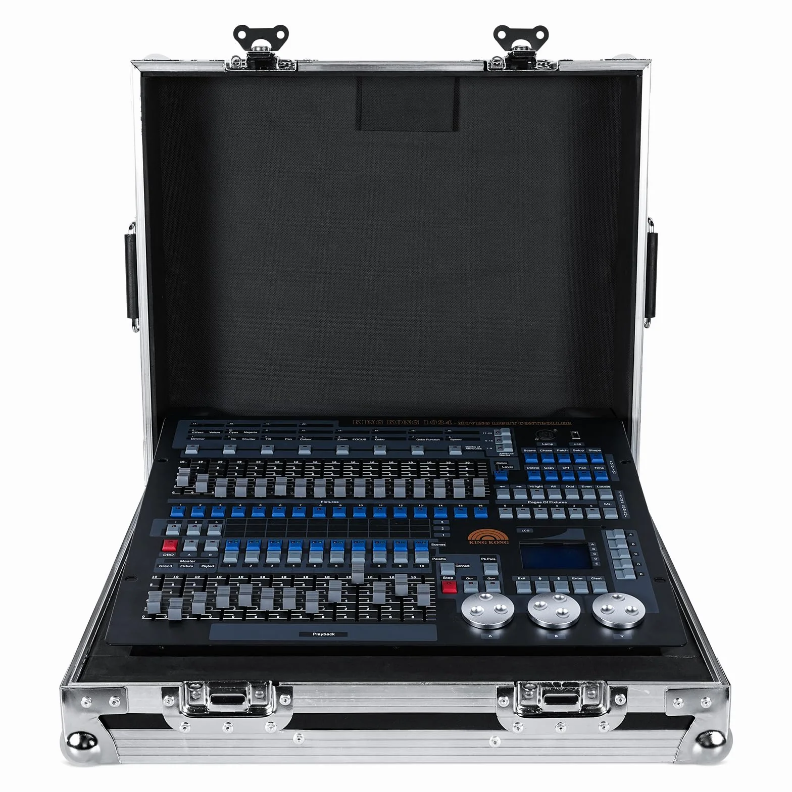 Controlador DMX, Consola 1024 DMX para Iluminación de Escenario, DMX 512 DJ, Controlador de luz DJ, Regulador de intensidad DMX para Espectáculos de Luz, Bares de Fiesta, Pub, con Embalaje Flight Case
