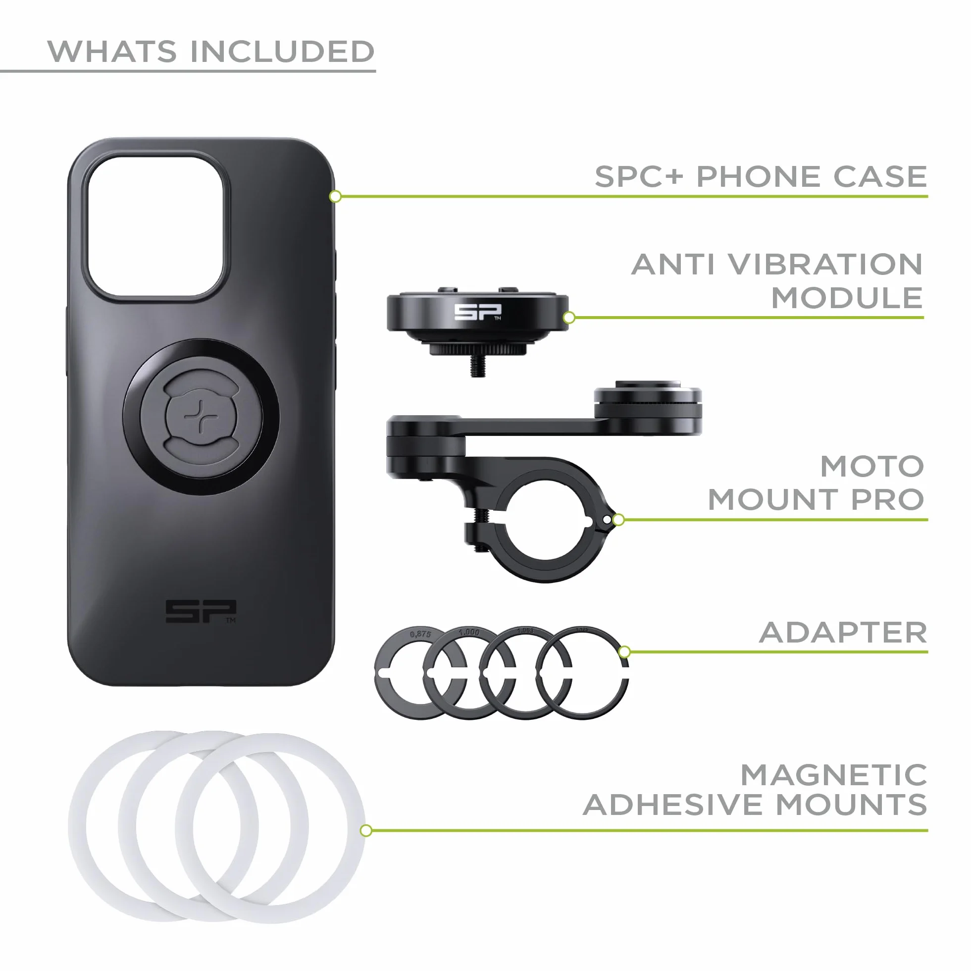 SP CONNECT Soporte para móvil de Moto con módulo antivibración | SPC+ | para iPhone 14/13 para Moto | ciclomotor | Accesorio para Todos los teléfonos Inteligentes como iPhone Samsung